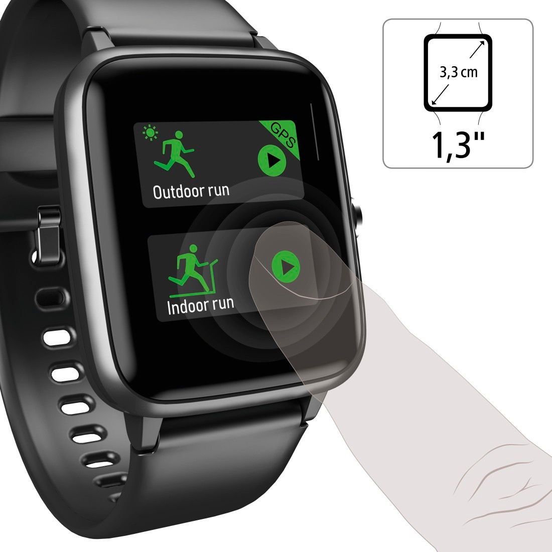 Hama Smartwatch »Fitnesstracker wasserdicht GPS Herzfrequenz Kalorien Schritte Timer«, (3,3 cm / 1,3 Zoll), Messung von Schlaf,Tempo,Trainingszeit, Wecker, Musiksteuerung, Wetter)