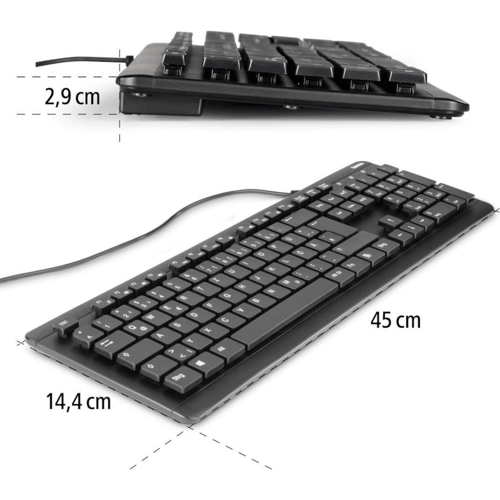 Hama PC-Tastatur »Abwaschbare Tastatur KC-600 kabelgeb. USB-A-Stecker Hygienetastatur«