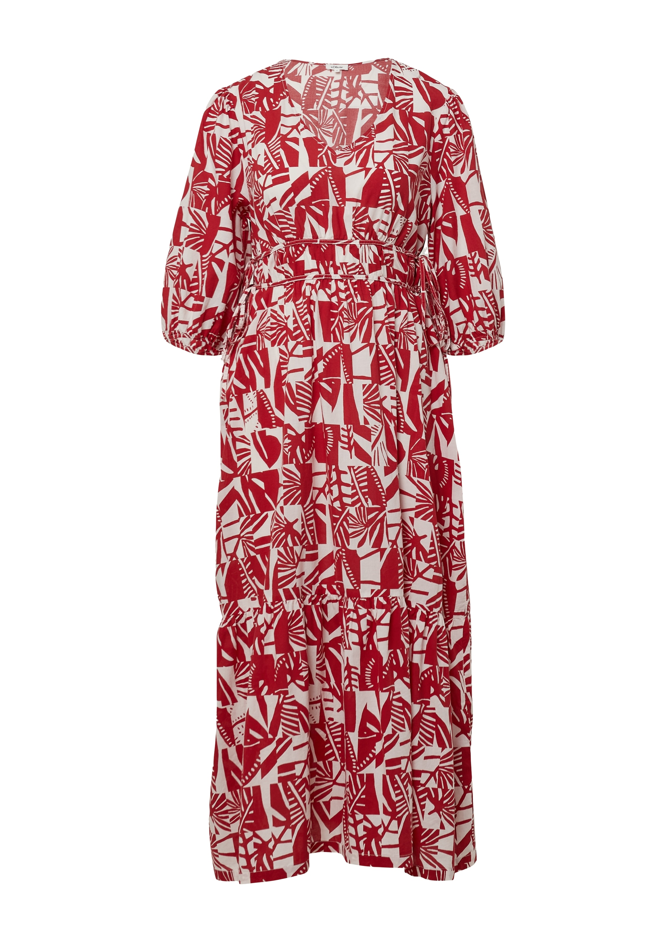 s.Oliver Sommerkleid, mit All-Over Print und V-Ausschnitt
