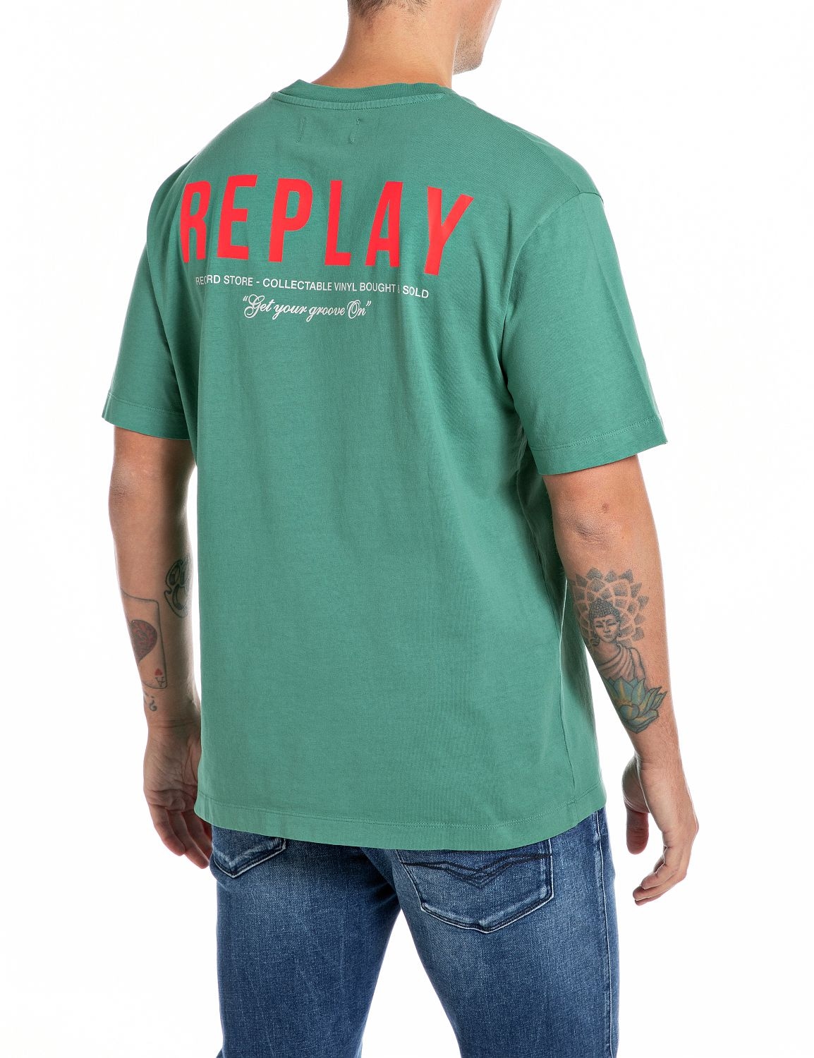 Replay T-Shirt, mit Logodruck auf der Rückseite