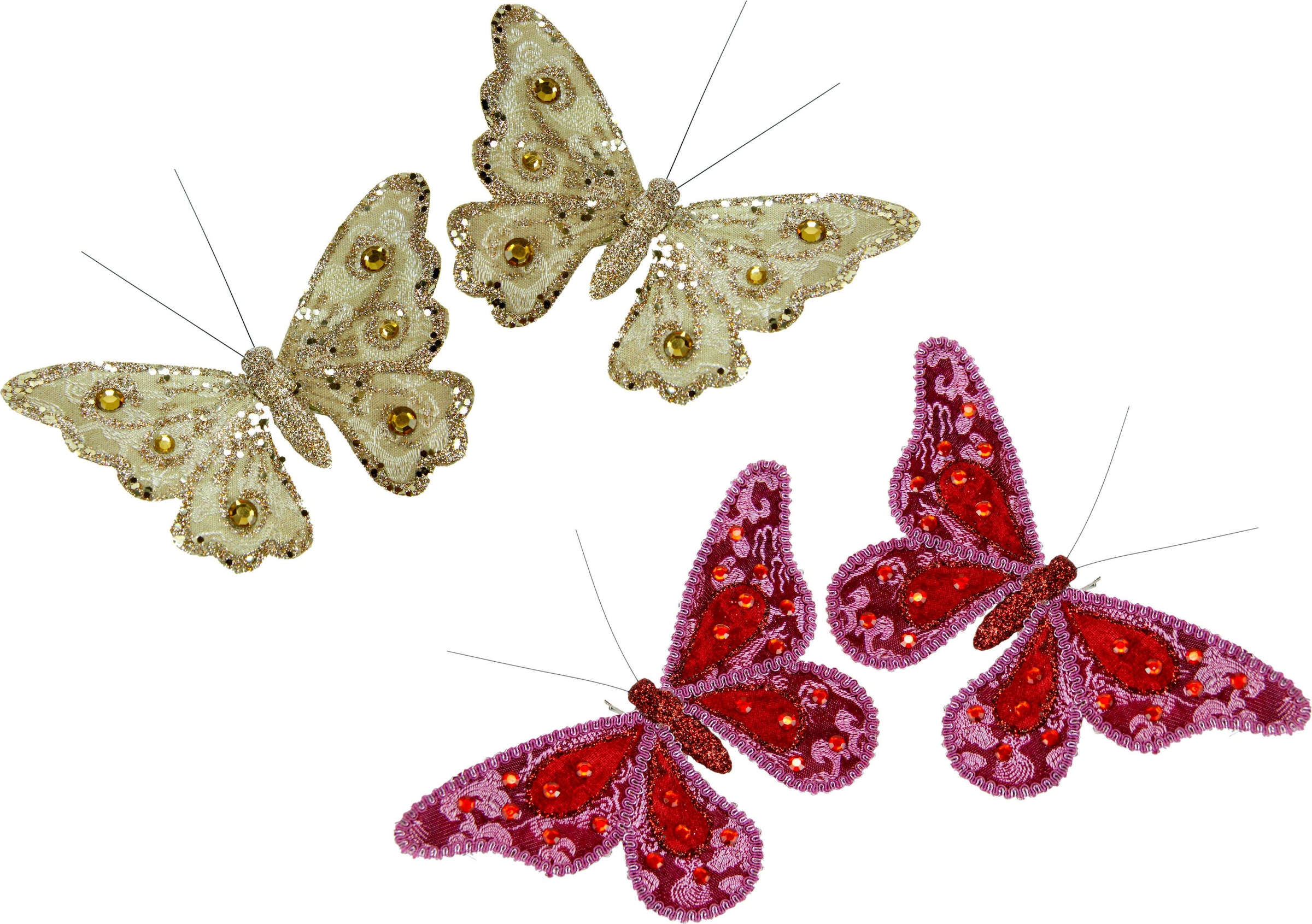 I.GE.A. Dekofigur »Deko-Schmetterling mit (4er bestellen Raten Set) auf Clip«