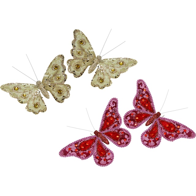 I.GE.A. Dekofigur »Deko-Schmetterling mit Clip«, (4er Set) auf Raten  bestellen
