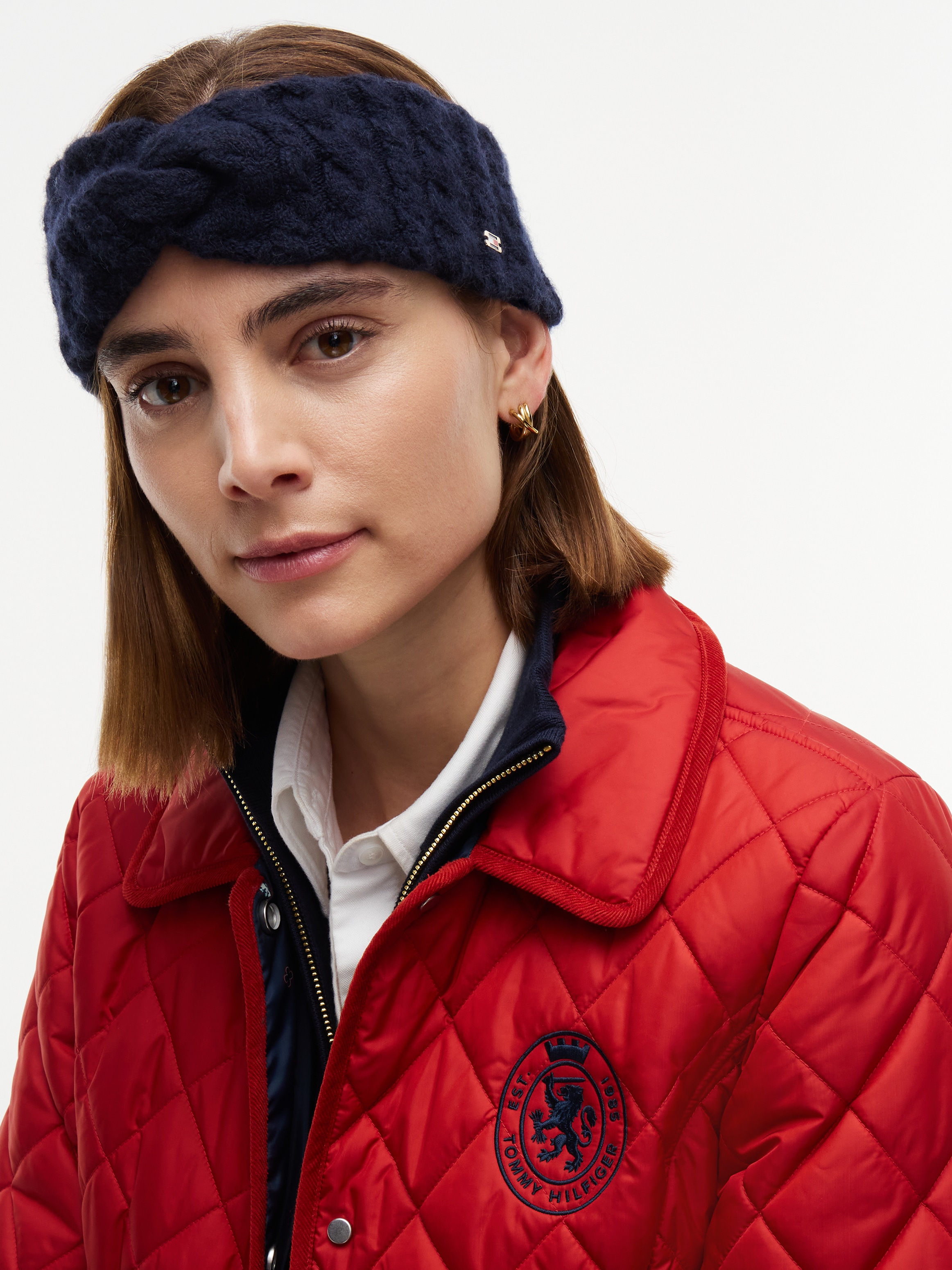 Tommy Hilfiger Stirnband »ENAMEL FLAG CABLE« mit Alpakawolle und Emaille-Flag