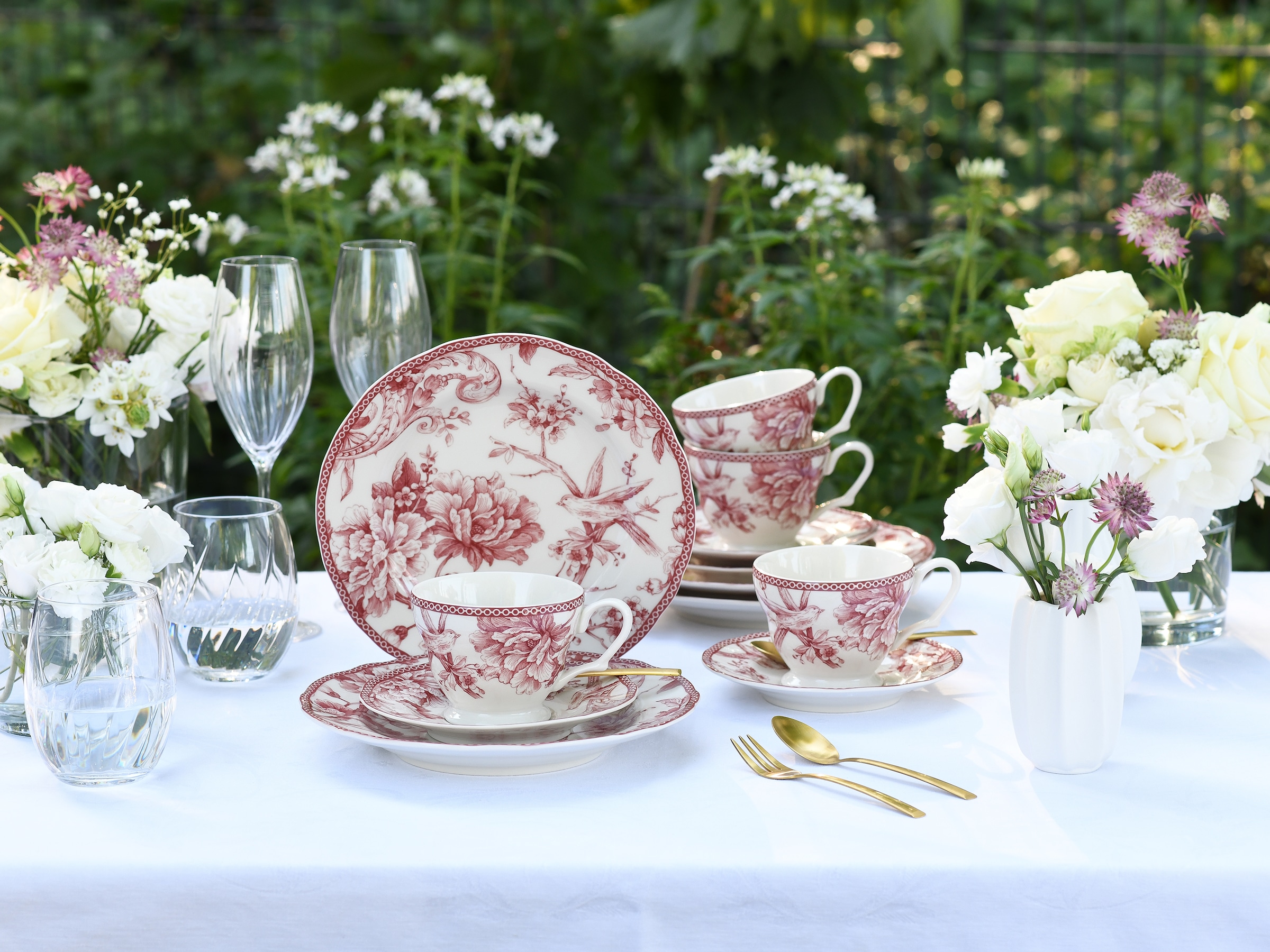 CreaTable Kaffeeservice »Adelaide, Service 12-tlg.« Nostalgischer Vintage Dekor, Elegante Form