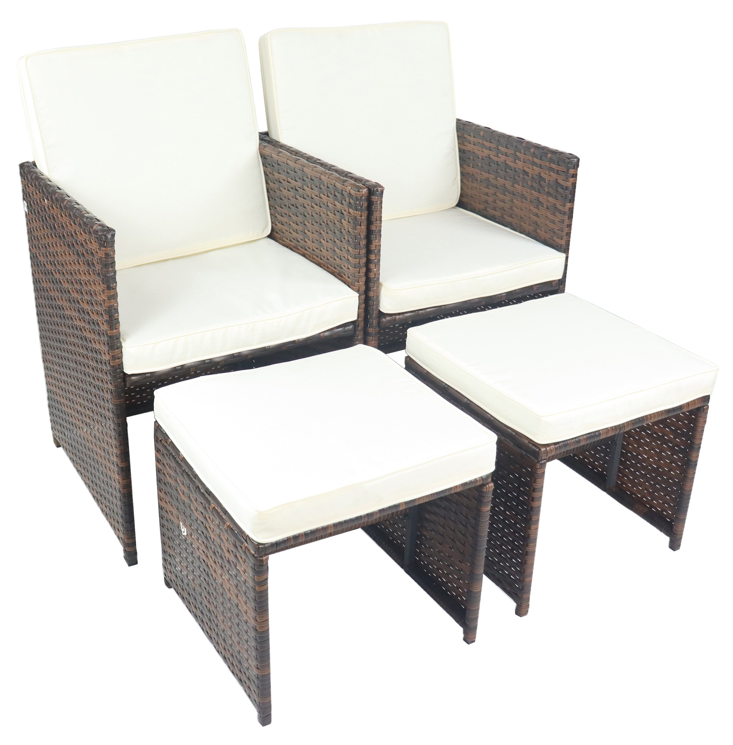 VCM Gartenstuhl "4-tlg Gartenstuhl Rattan Fußauflage Hocker Raloso" () 4 Stk.
