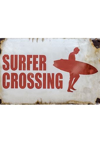 Metallbild »SURFER CROSSING«, Sprüche & Texte