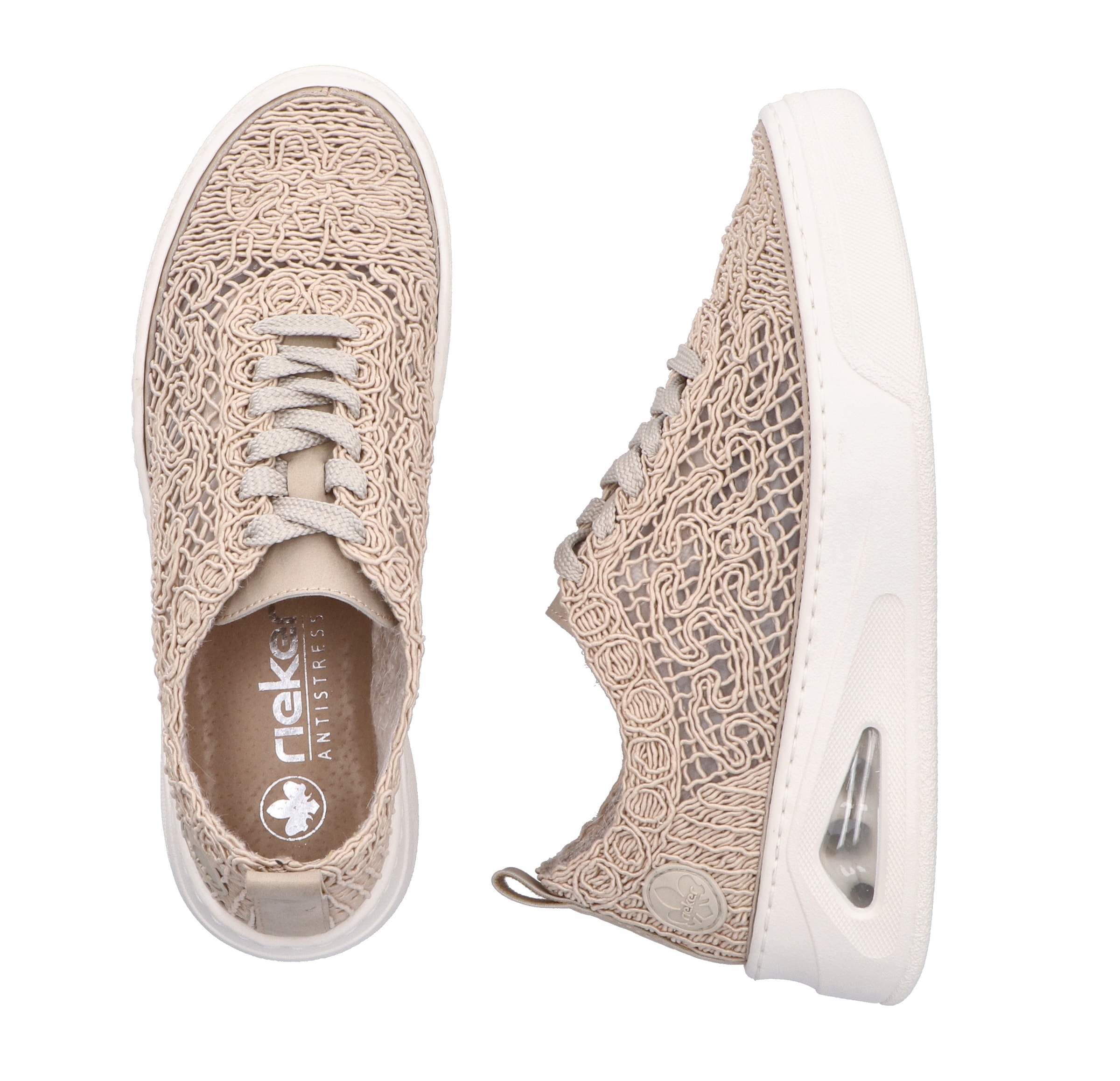 Rieker Plateausneaker, Schnürschuh, Halbschuh in sommerlicher Makramee-Optik