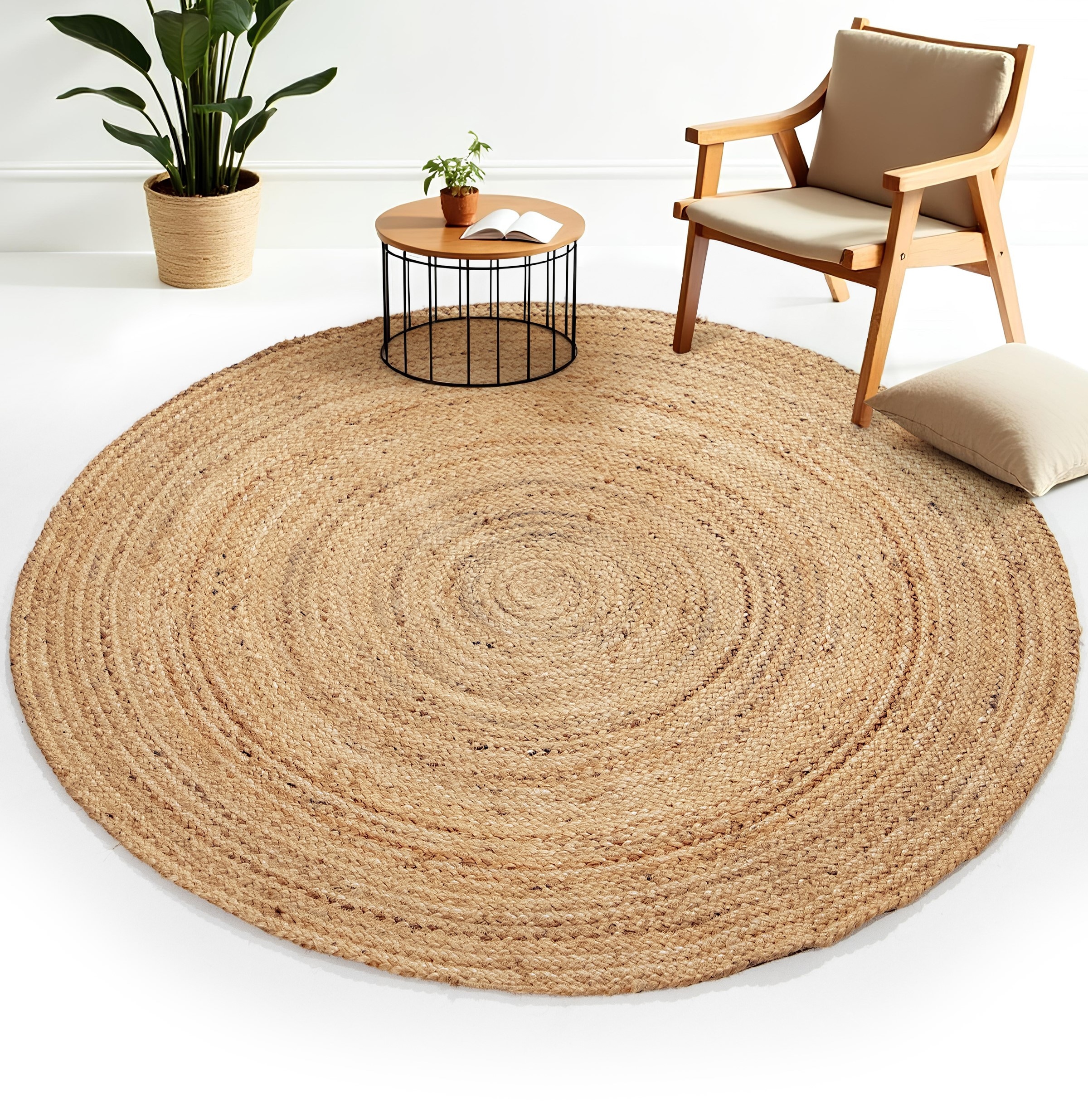 carpetfine Teppich »Nele Juteteppich Naturfaser«, rund, 6 mm Höhe, geflochtener Wendeteppich aus 100%Jute, in rund und oval, viele Größen