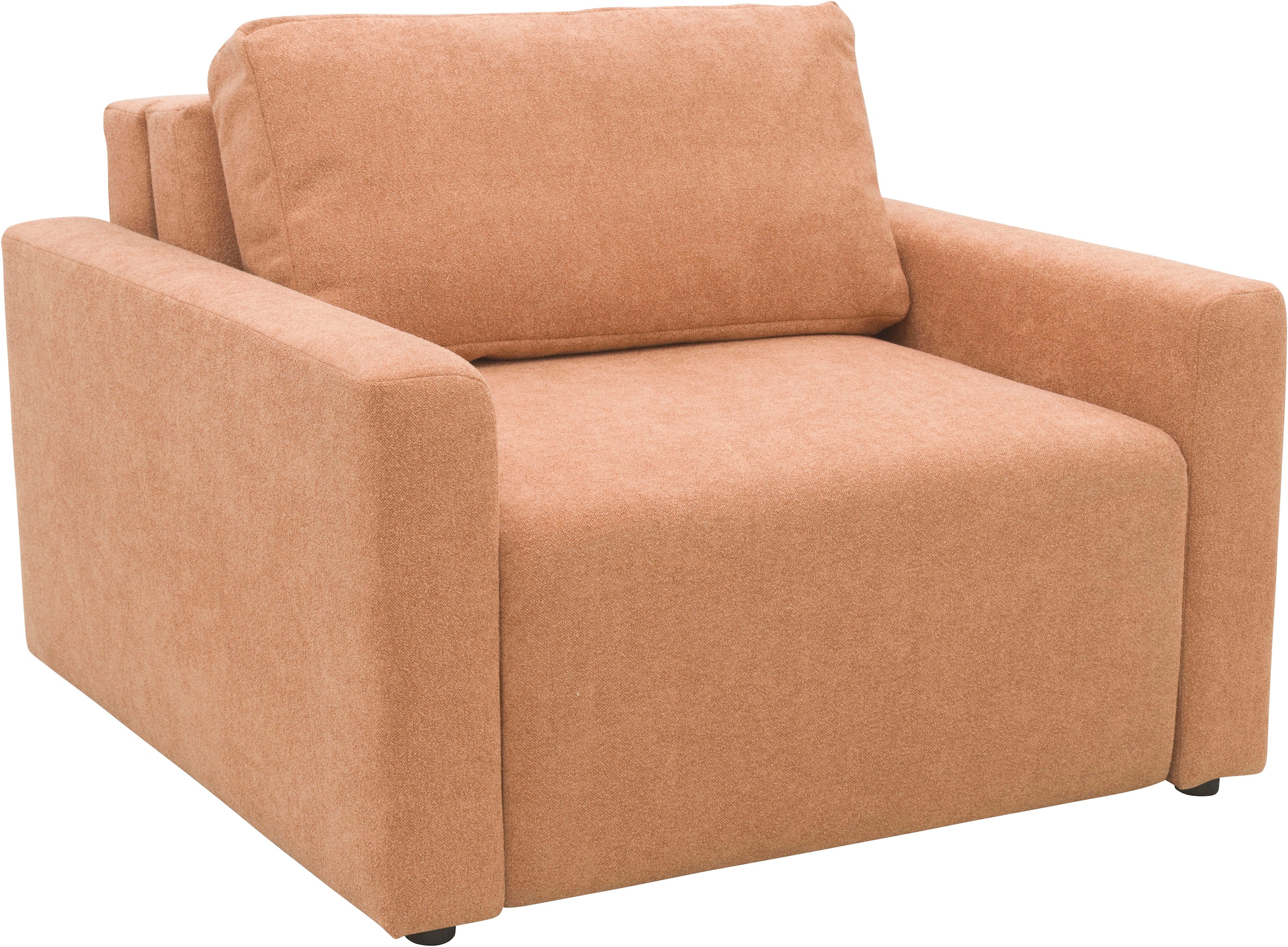 DOMO collection Sessel »Sintra ausklappbar zur Schlaffunktion, mit Rückenkissen«, Feinstruktur, lachs