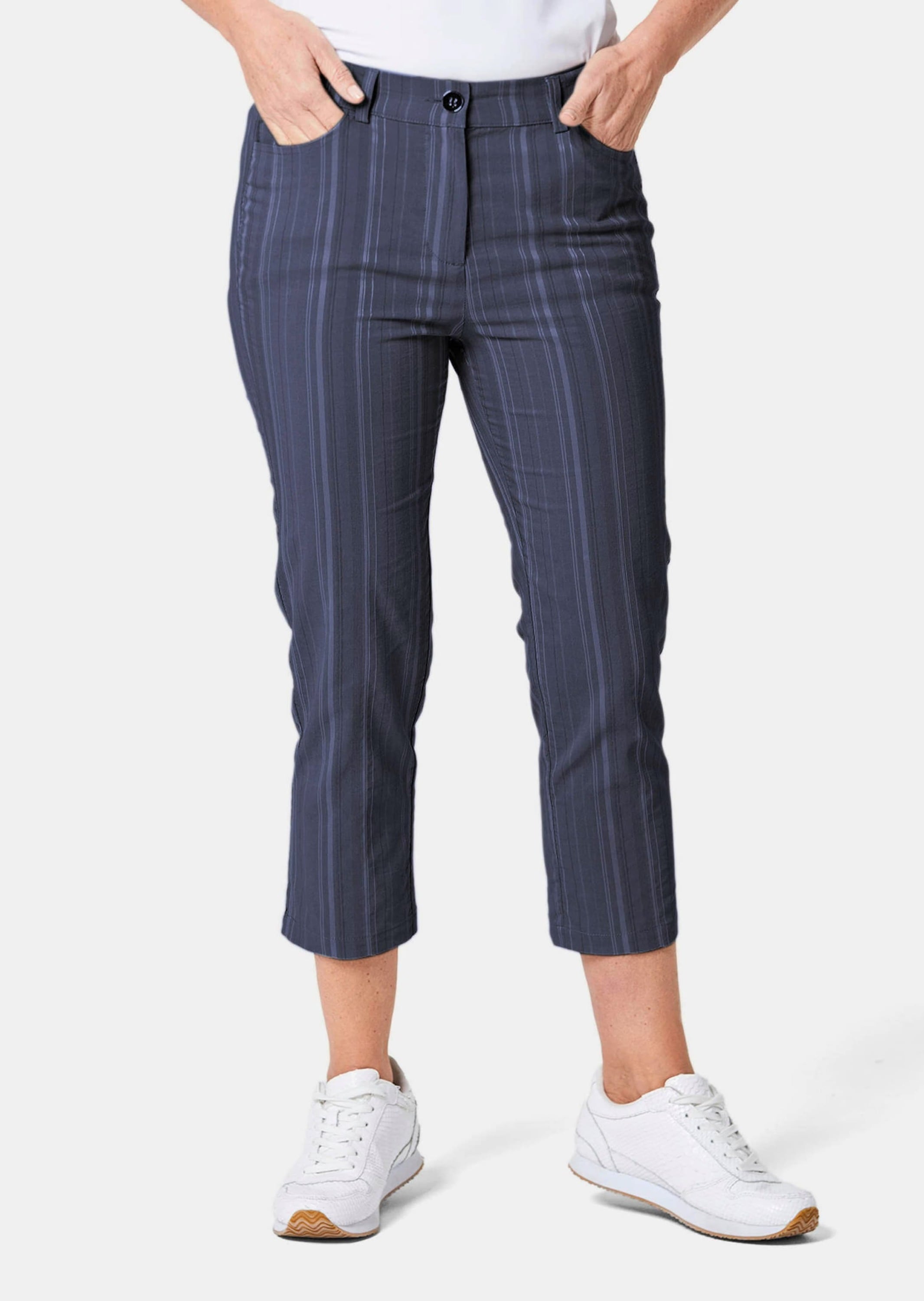 GOLDNER Caprihose »Verkürzte Struktur-Hose Verkürzte Strukturhose in elastischer Ware«