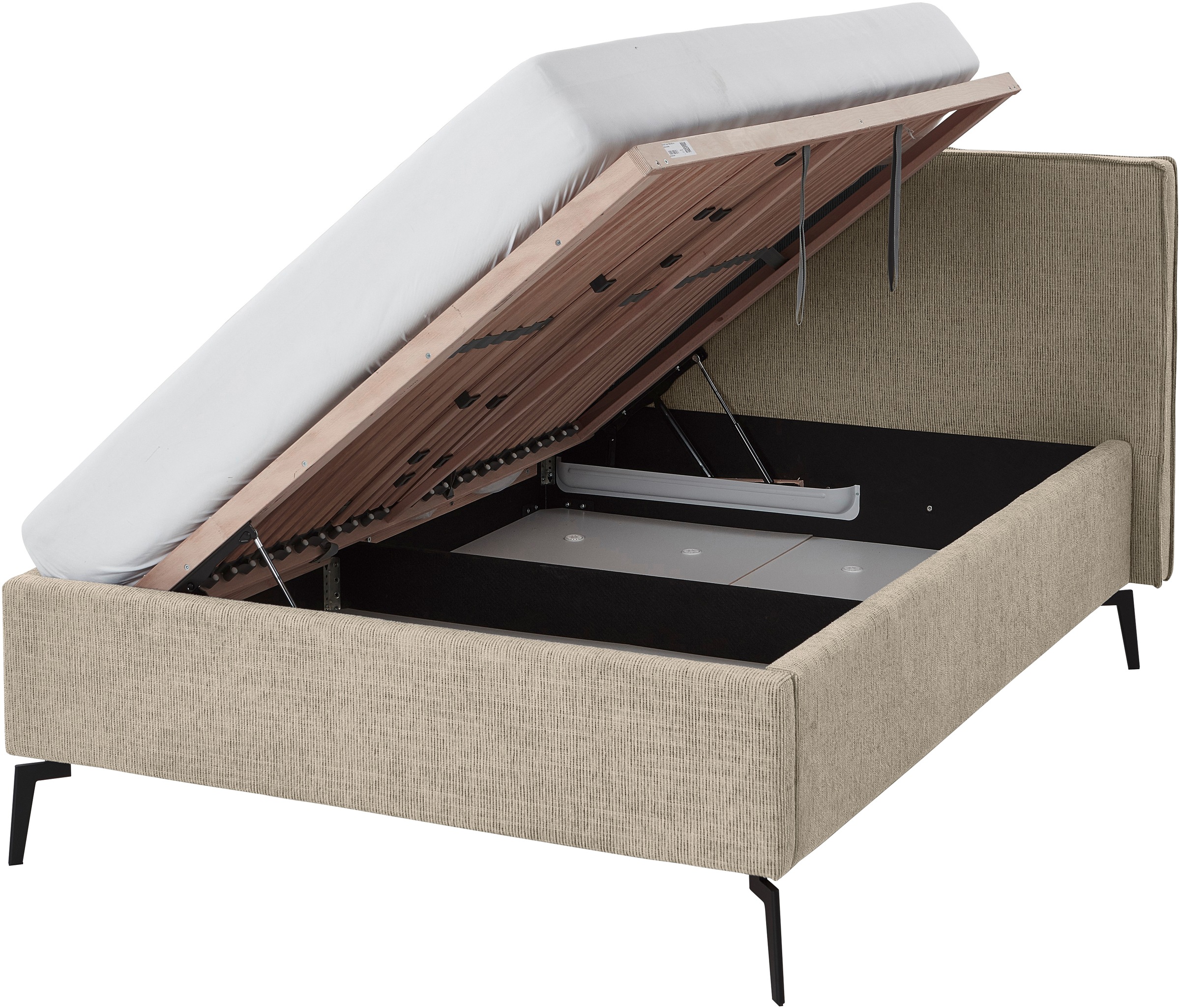 meise.möbel Polsterbett »Riva II«, mit schwarzen Metallfüßen, wahlweise mit Bettkasten