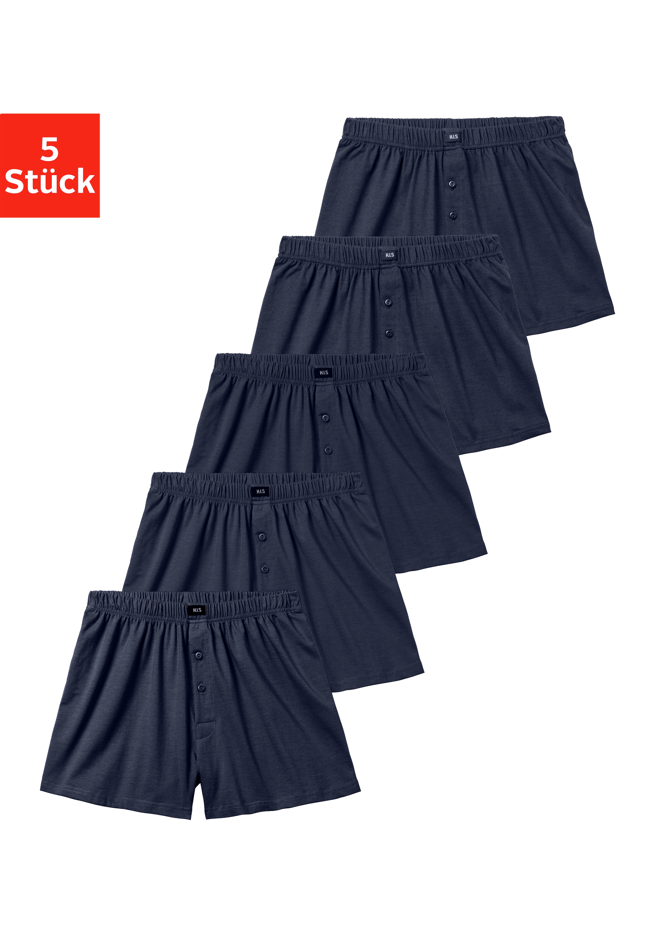 H.I.S Weiter Boxer »Herren Boxer« Packung, 5 Stk. weite Passform, Komfortbund, aus Baumwoll-Stretch