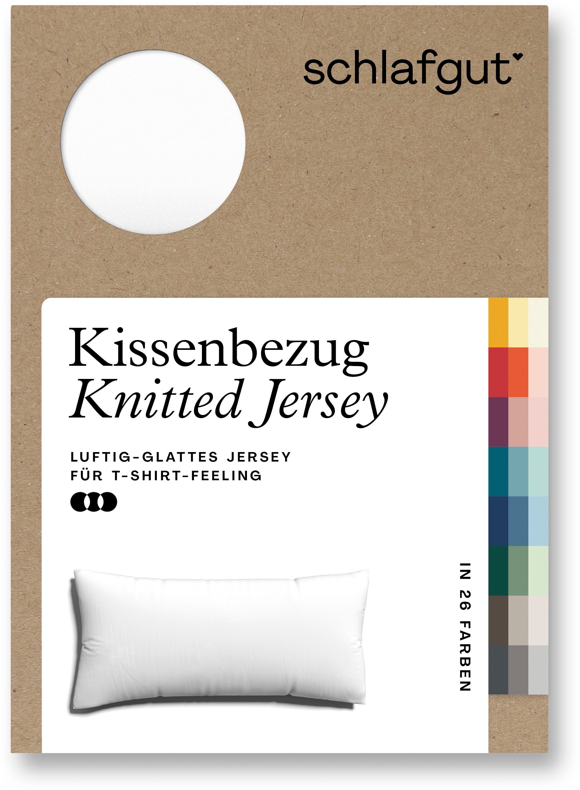 Schlafgut Kissenbezug »Knitted Jersey aus Bio-Baumwolle mit Elasthan, bügelfrei,«, (1 St.), besonders fein gestrickt, Kissenhülle mit farbigem Reißverschluss