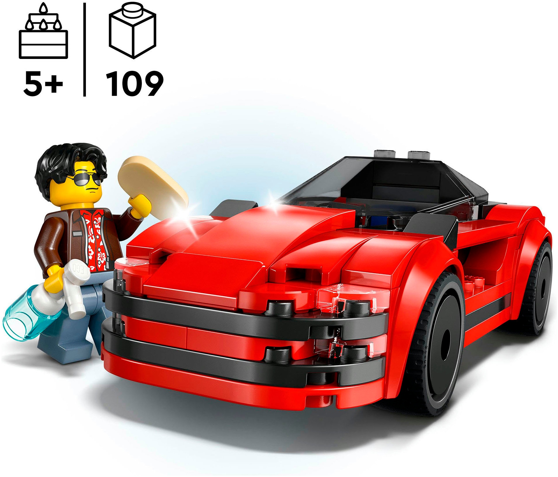 LEGO® Konstruktionsspielsteine »Roter Sportwagen (60448), LEGO City«, (109 St.), Made in Europe