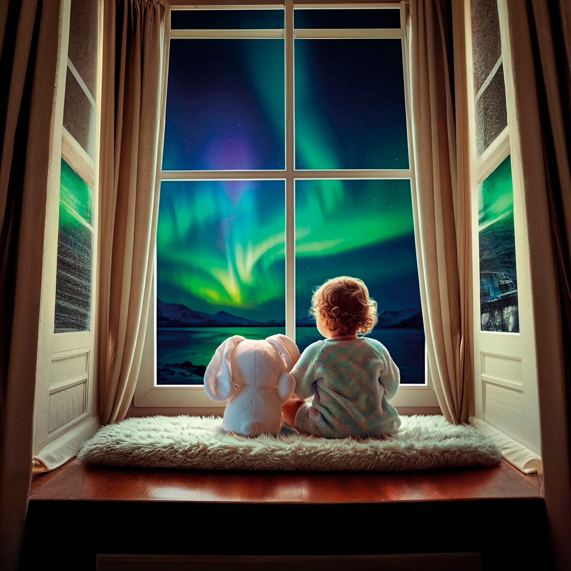 Clementoni® Plüschfigur »Baby Clementoni, Schneehase mit Nordlicht-Projektion« mit Licht und Sound; Made in Europe