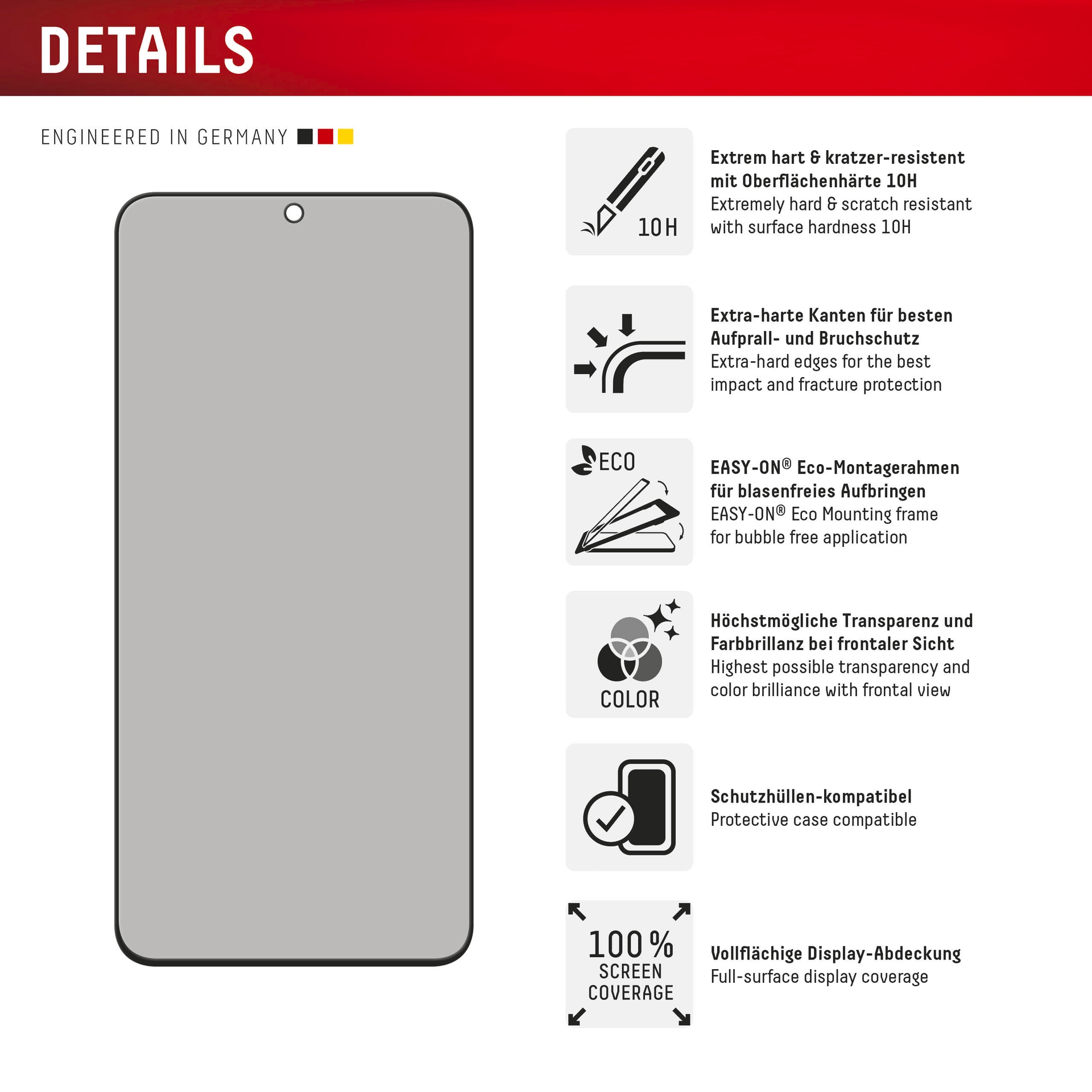 Displex Displayschutzglas »Privacy Glass Screen Protector« für Samsung Galaxy S24 FE;Samsung Galaxy S25 FE Blickschutzfolie, Schutzfolie, Bildschirmschutz, kratz- & stoßfest