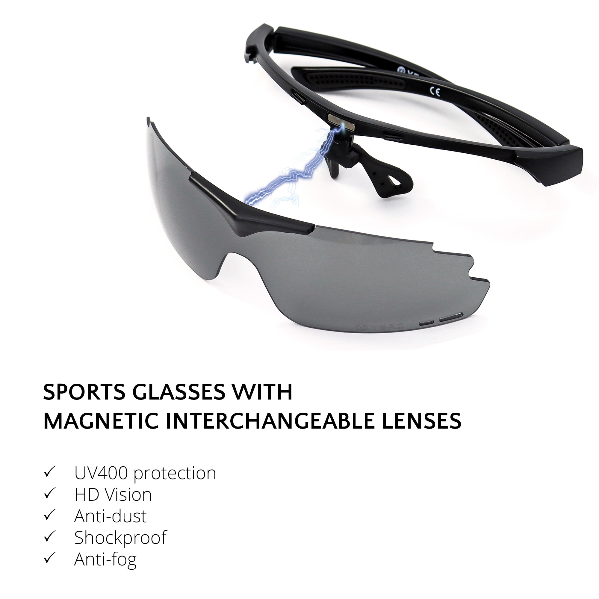 YEAZ Snowboardbrille »Magnet-Sport-Sonnenbrille SUNUP«