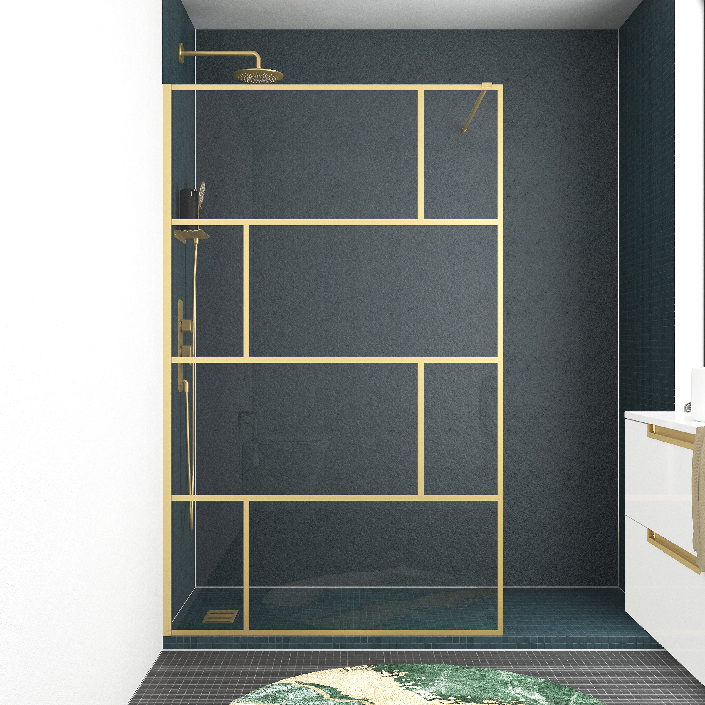 Marwell Walk-in-Dusche »Bricks Gold«, mit goldenen Siebdruck