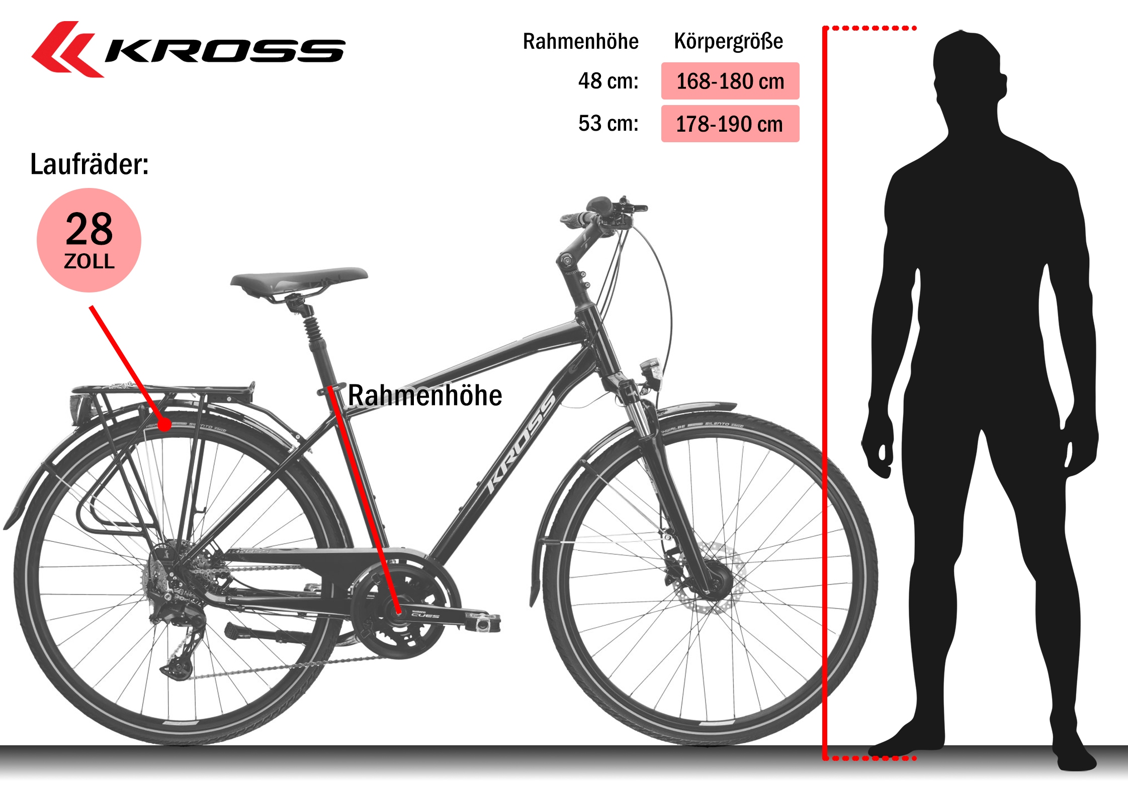 Kross Trekkingrad »Trekkingrad Trans 7.0 schwarz 20 Gänge« 20 Gang Shimano CUES U6020 Schaltwerk Kettenschaltung