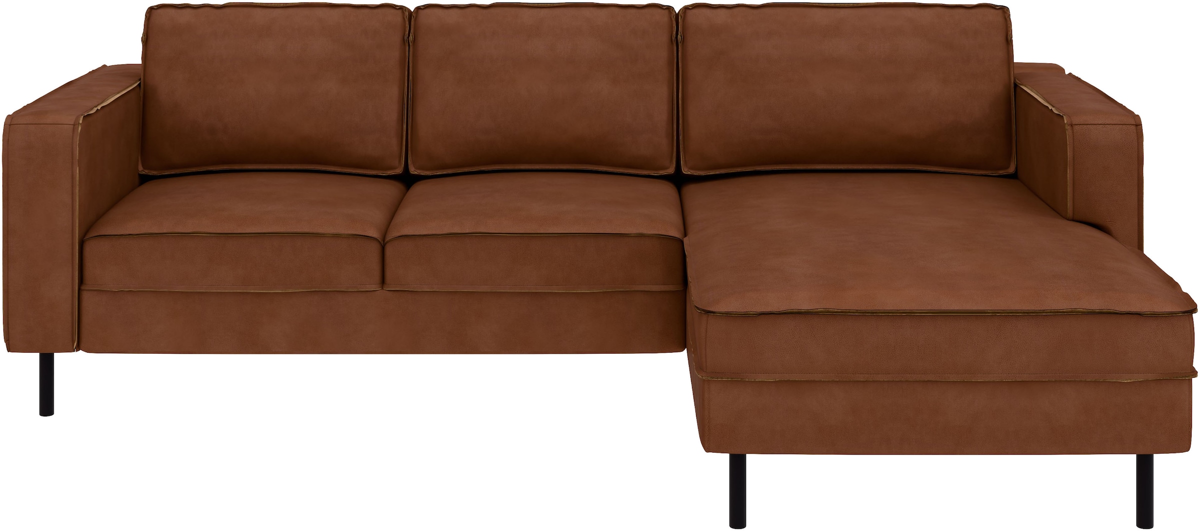 Places of Style Ecksofa »Watkins, wahlweise mit Schlaffunktion/Bettkasten, moderne offene Naht«, Recamiere beidseitig montierbar, L-Form, Breite 232 cm