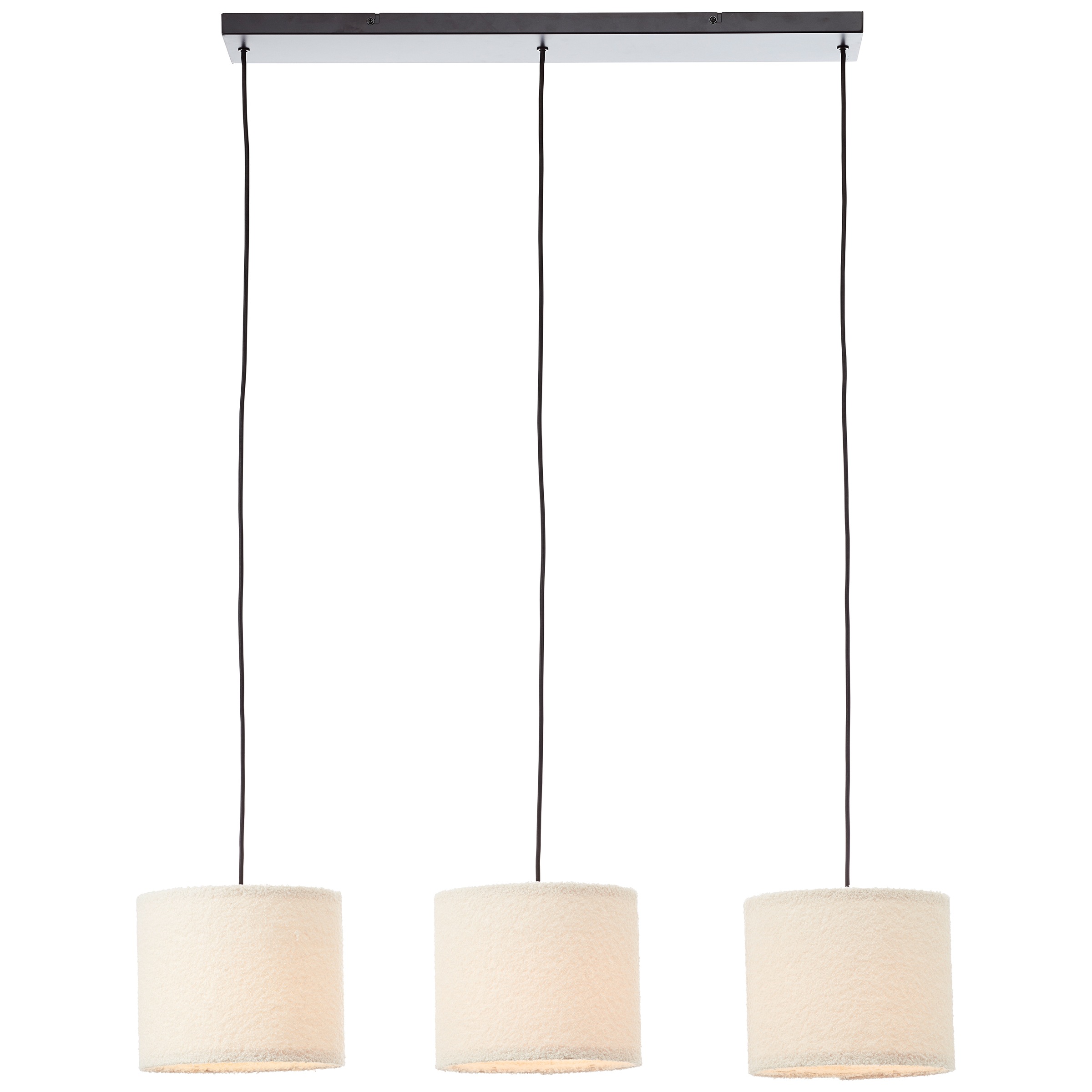 Brilliant Pendelleuchte »Teddy«, 3 flammig, Leuchtmittel E27 | ohne Leuchtmittel, flauschiger Teddystoff, 150 x 94 x 23 cm, E27, kürzbar, Textil, beige