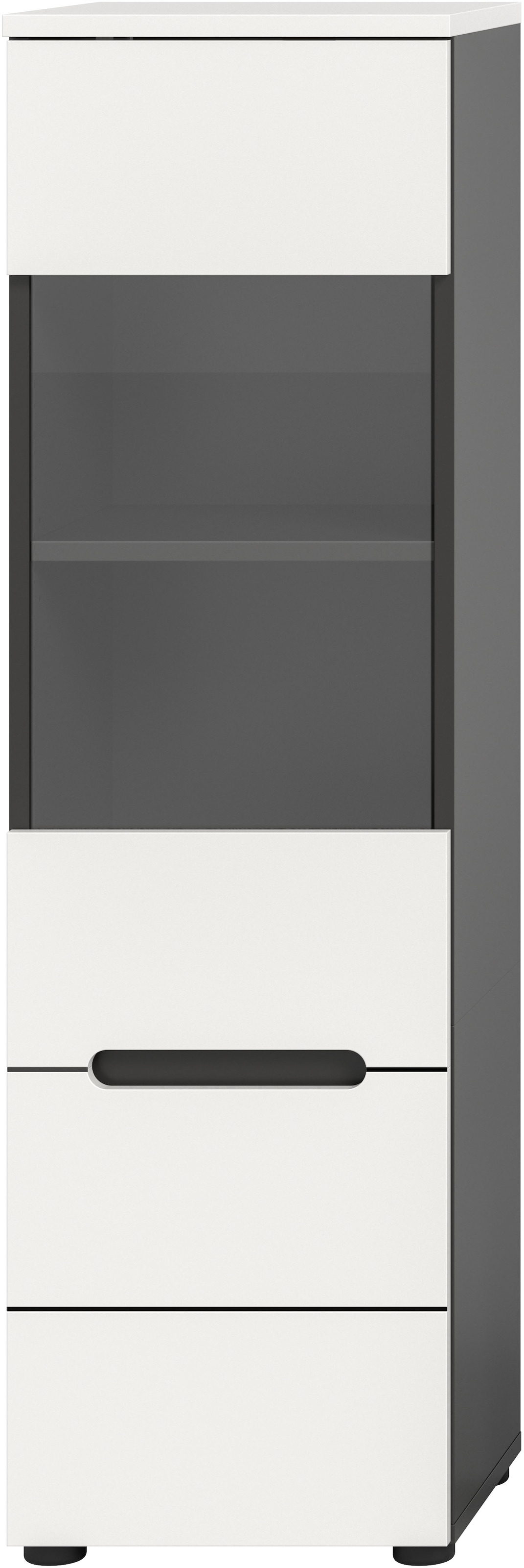 Home affaire Vitrine »REHAT, TOPSELLER!, Höhe 125 cm, 1 Glastür, 1 Böden, 3 Fächer« stehend und hängend montierbar, 1 Stk. tlg. Vitrinenschrank, Schrank, Glasvitrine, Wohnzimmervitrine