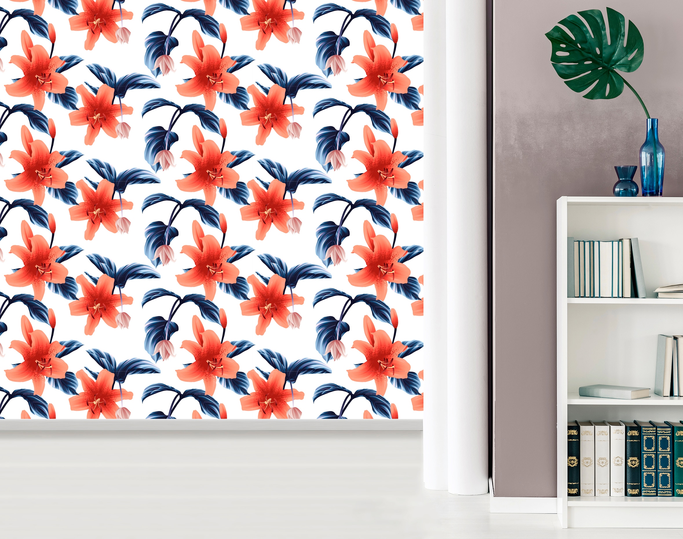 queence Vinyltapete »Frieda«, bedruckt-Motiv-botanisch-floral-gemustert-natürlich, 90x250cm, selbstklebend, kinderleichte Anbringung, Sticker