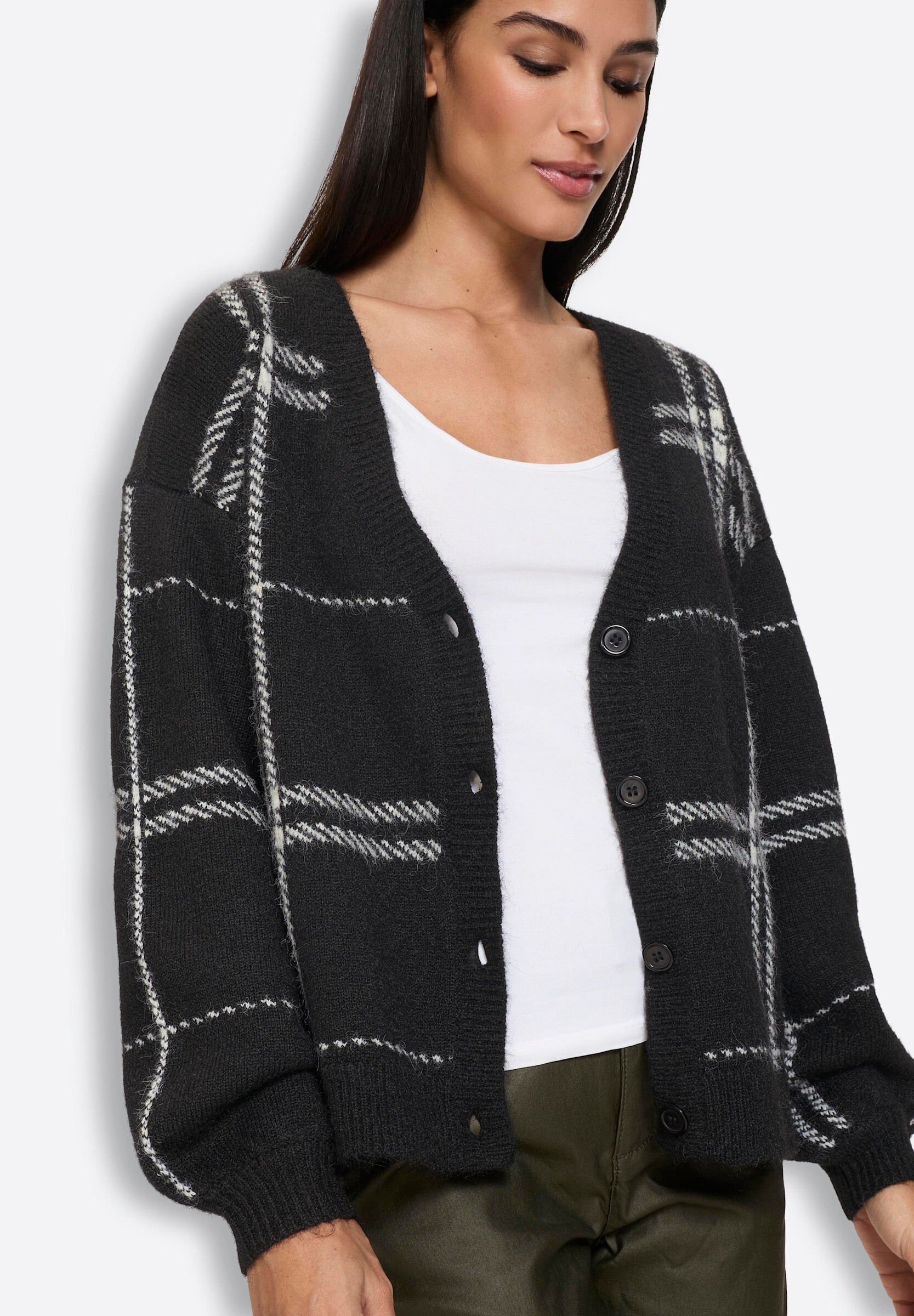 heine Strickjacke »Cardigan Jacquardstrickjacke mit Karomuster«