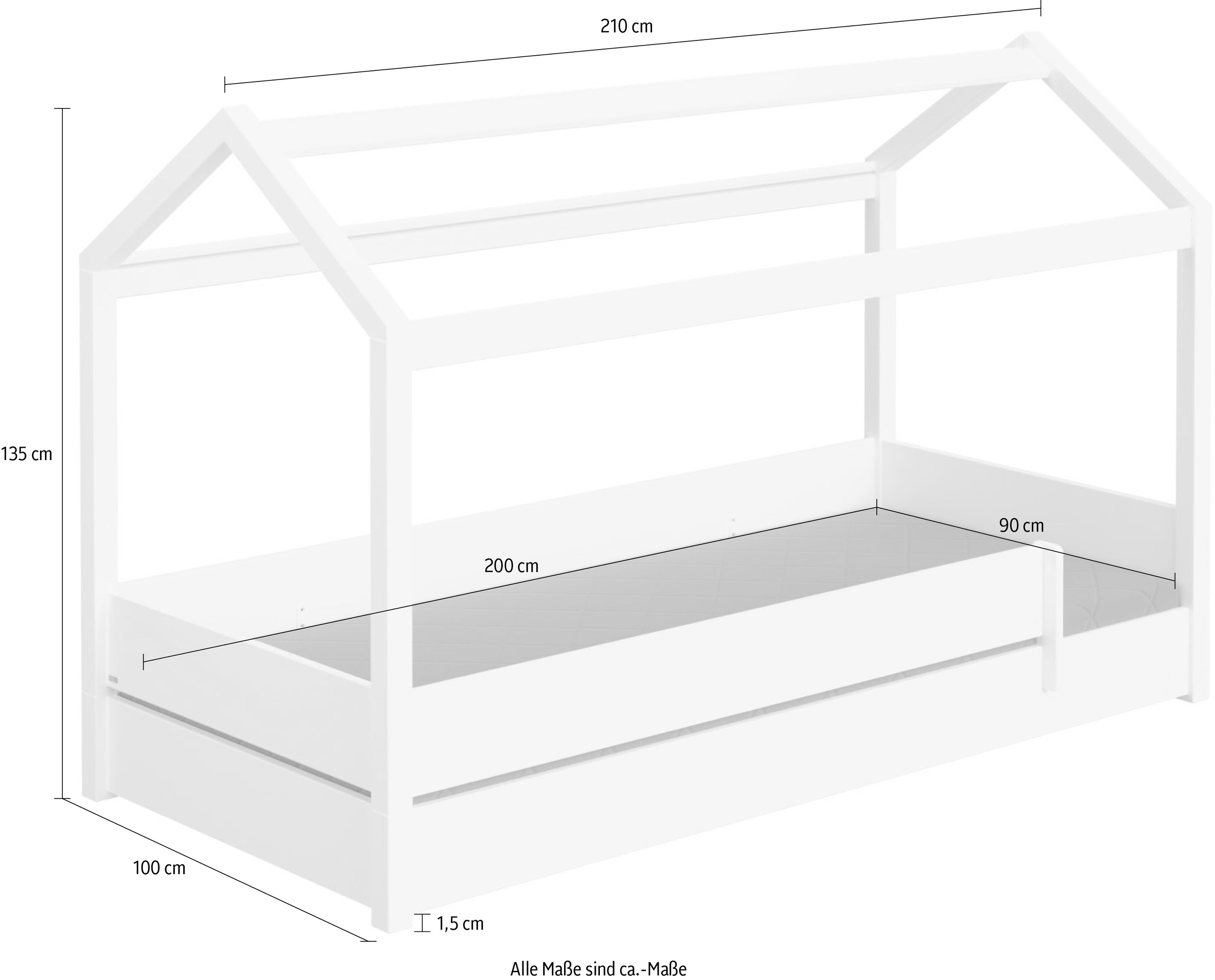 PAIDI Hausbett »TINY HOUSE«, mit Rausfallschutz, individuell gestaltbar, hochwertig verarbeitet