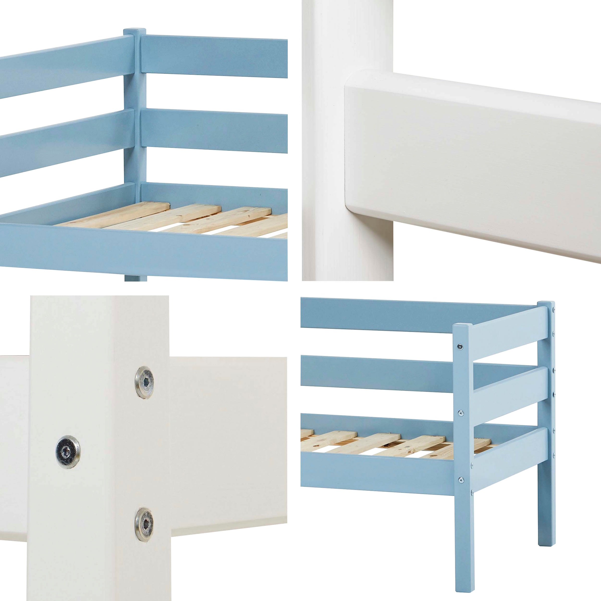 Hoppekids Einzelbett »ECO Comfort Kinderbett, Kiefer Massivholz, Jugendbett inkl. Rollrost« 70x160 cm, wahlweise in verschieden Farben/ Matratze/ Absturzsicherung