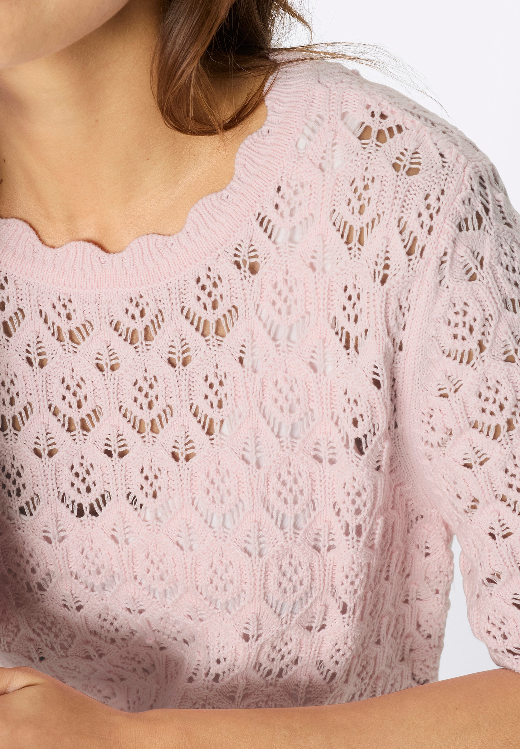 Witt Longpullover »Ajour-Pullover Kurzarmpullover mit gebogten Abschlüssen«