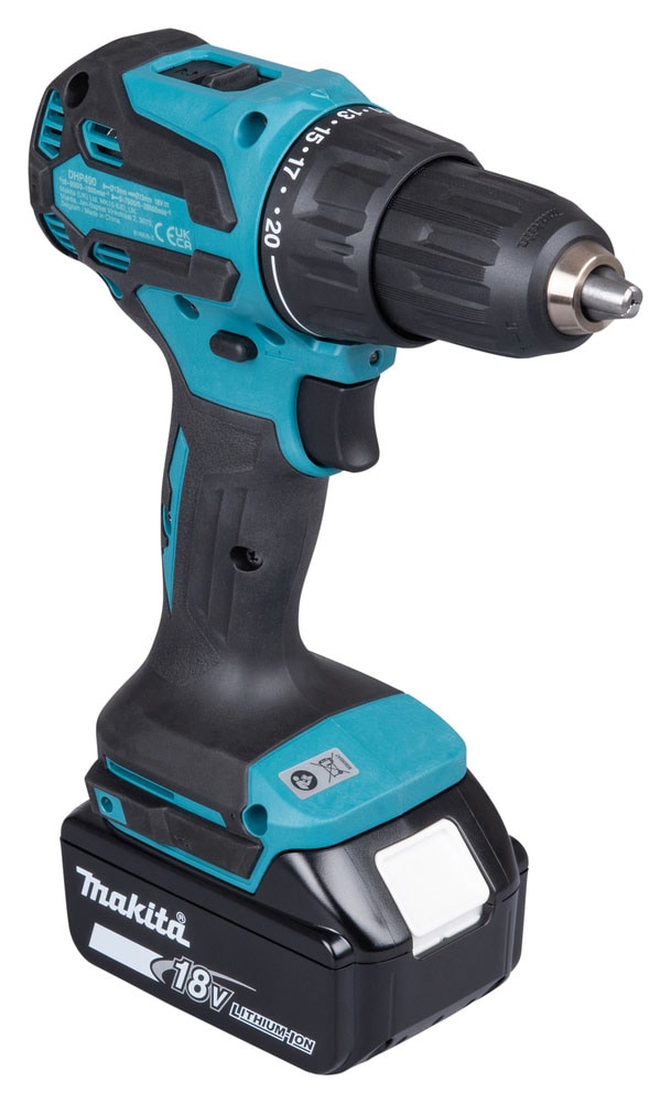Makita Akku-Schlagbohrschrauber »DHP490RFX3, 18V, Inkl. 2x 3Ah Akku und Ladegerät« max. 65 Nm, 0-1.900 min- ¹,  kraftvoller, bürstenloser, einsetzbar zum Schrauben und Bohren