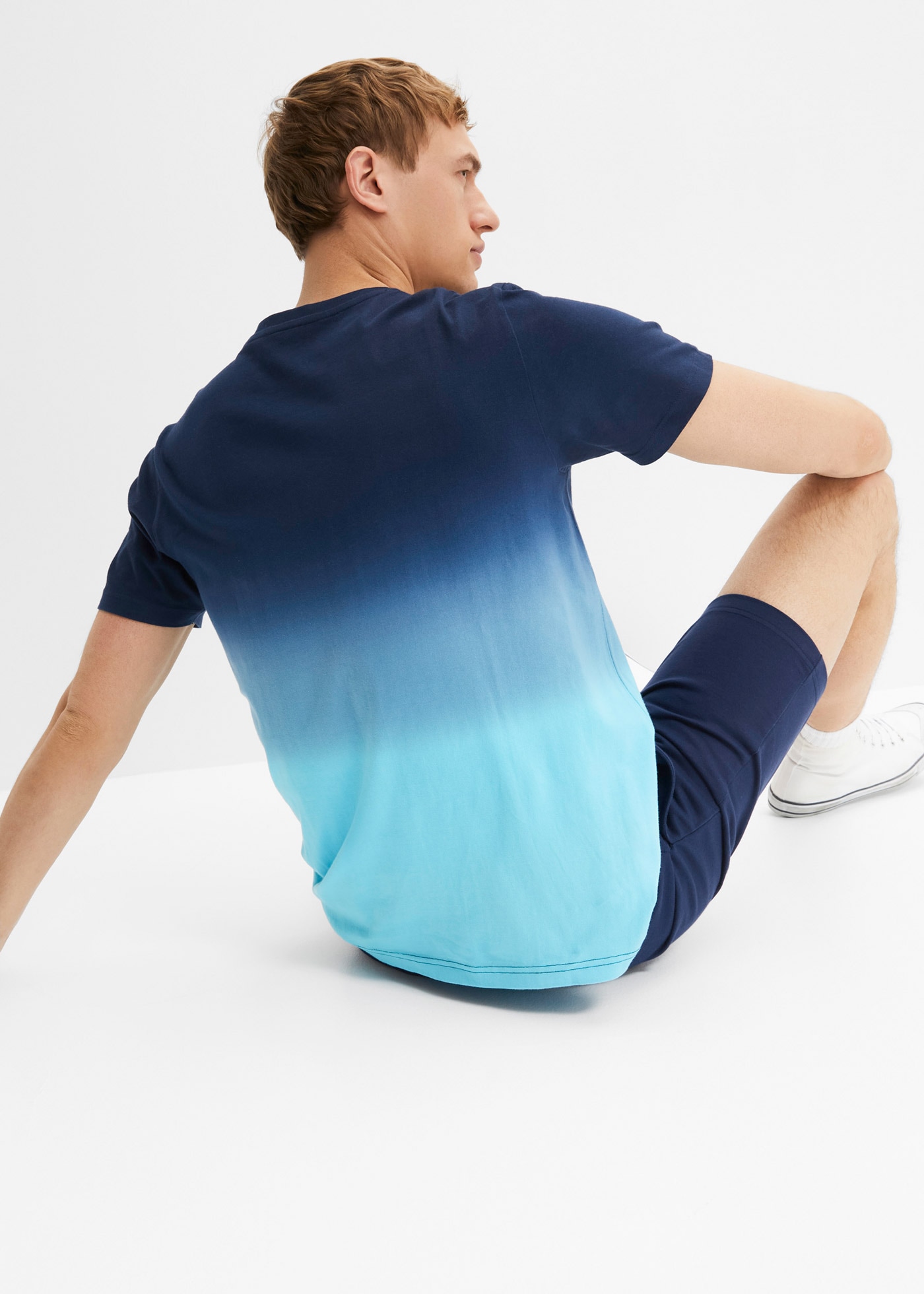 bonprix T-Shirt »T-Shirt und Sweat-Bermuda (2-tlg.Set) aus reiner Baumwolle« Set, 2, 2 Stk. regular fit, Kurzarm, zweiteiliges Set mit Sweat-Bermuda