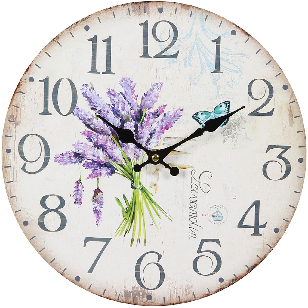 Ambiente Haus Wanduhr »Lavendel Wanduhr 28cm«