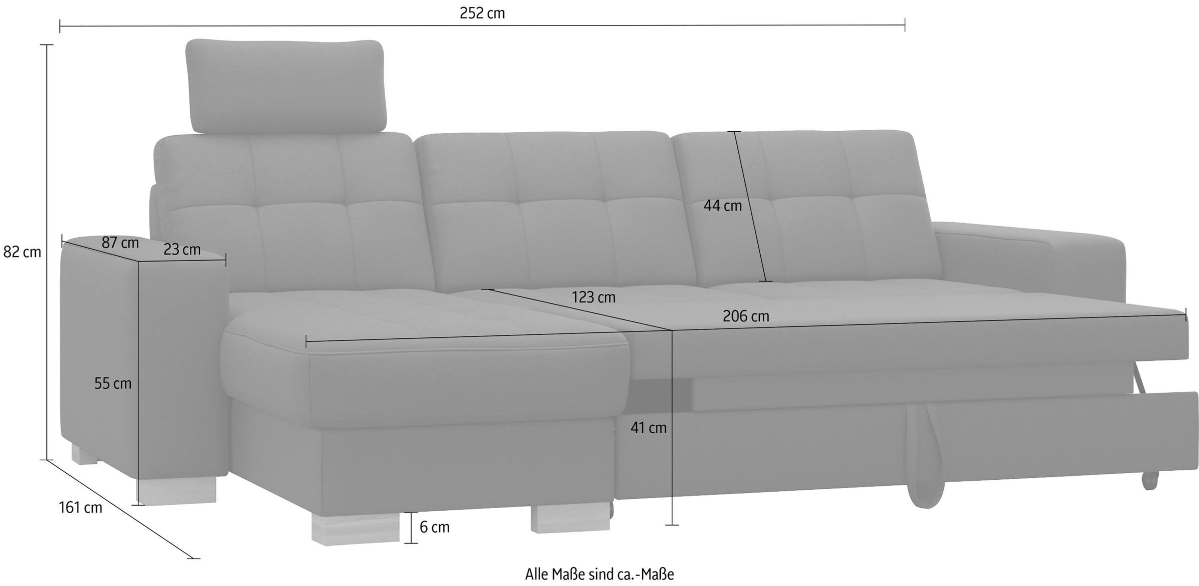 sit&more Ecksofa »Quincy L-Form«, wahlweise mit Bettfunktion und Bettkasten