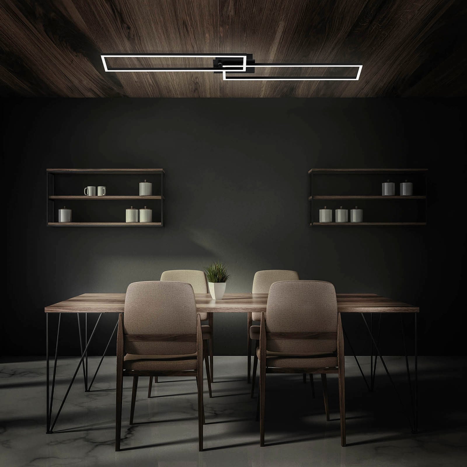 Briloner Leuchten LED Deckenleuchte »3145015 FRAME« LED-Board Kaltweiß | Neutralweiß | Tageslichtweiß | Warmweiß Deckenlampe, 110x24,8x7,8cm, Schwarz, 40W, Wohnzimmer, Schlafzimmer