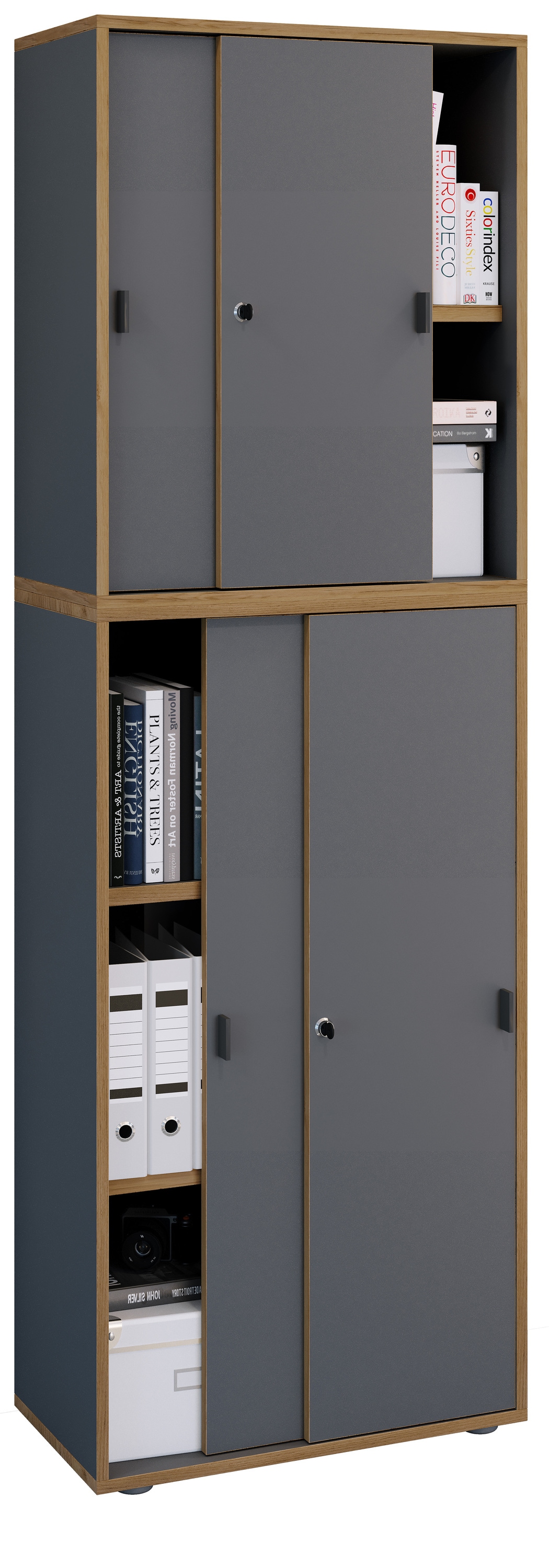 VCM Aktenschrank "Büroschrank Aktenschrank Schiebetüren Salia 5fach" 1 Stk. tlg.
