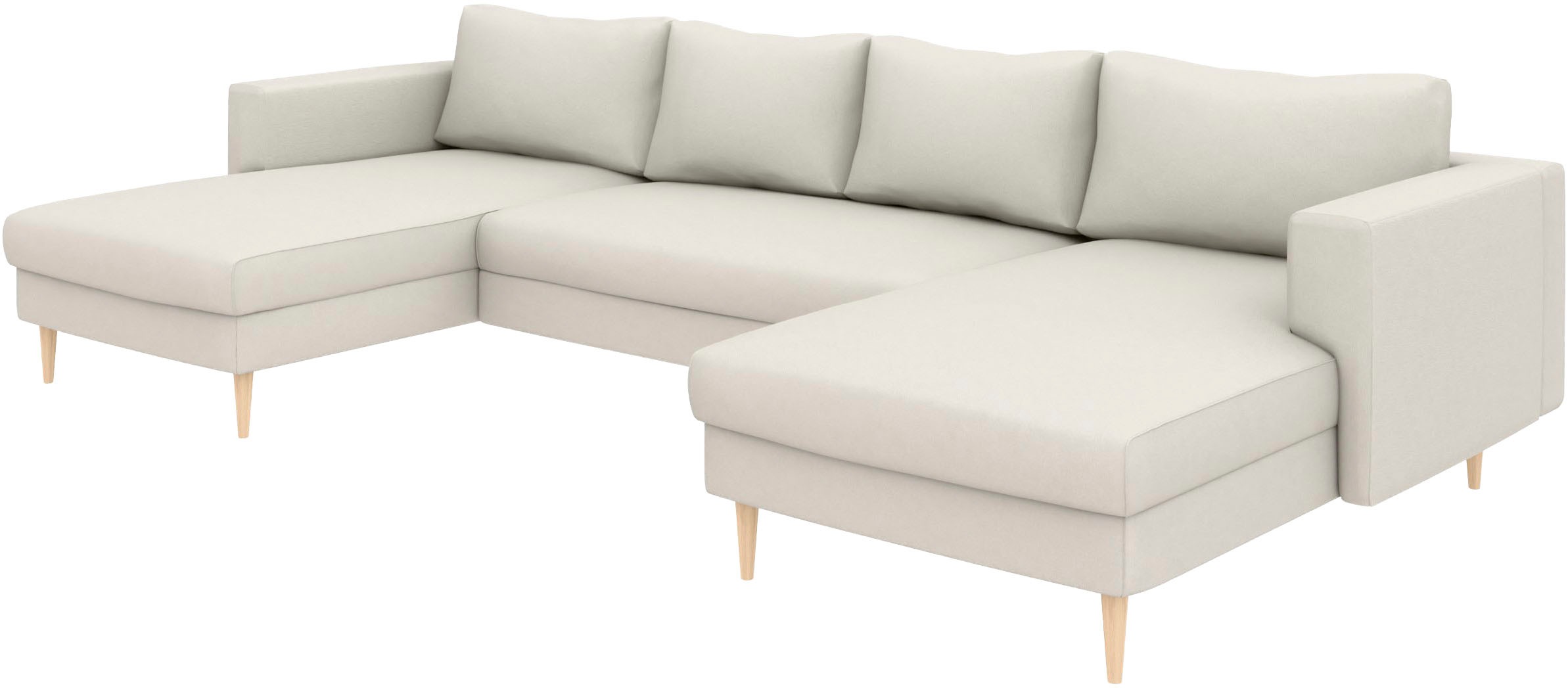 TRENDMANUFAKTUR Wohnlandschaft »Amazing, wahlw. mit Schlaffunktion & Bettkasten, Fuß Buche lackiert« Sofa in U-Form, in Cord oder Struktur, Breite 305 cm