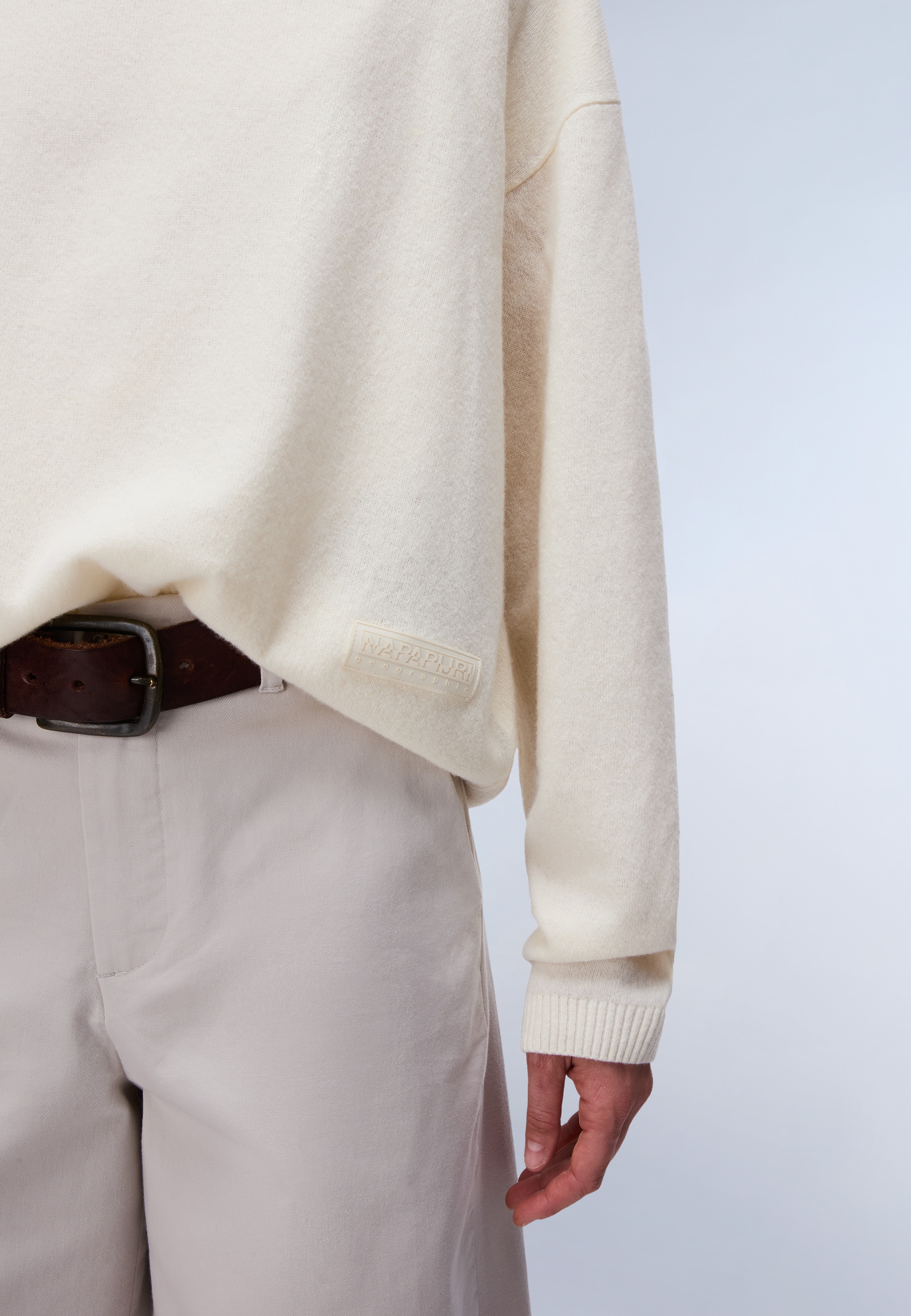 Napapijri Strickpullover »D-MIS T W BEIGE DIMITY« sportlicher Stil, klassischer Strickcharakter, aus Wolle und Polyamid