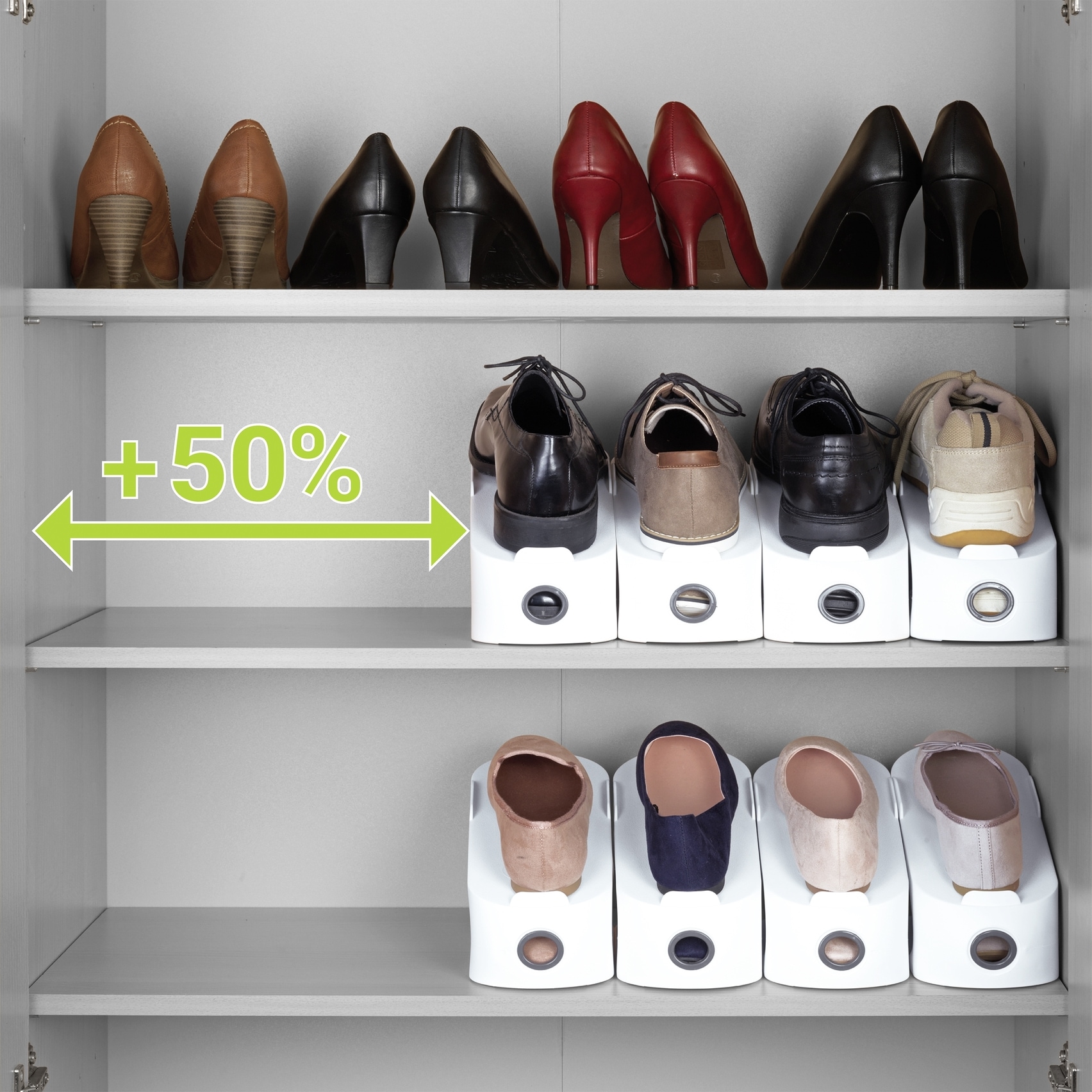 WENKO Schuhstapler »Modell Schuhhalter« Set, 8 tlg. tlg. platzsparend, stapelbar; mit Griffloch für leichtes Entnehmen