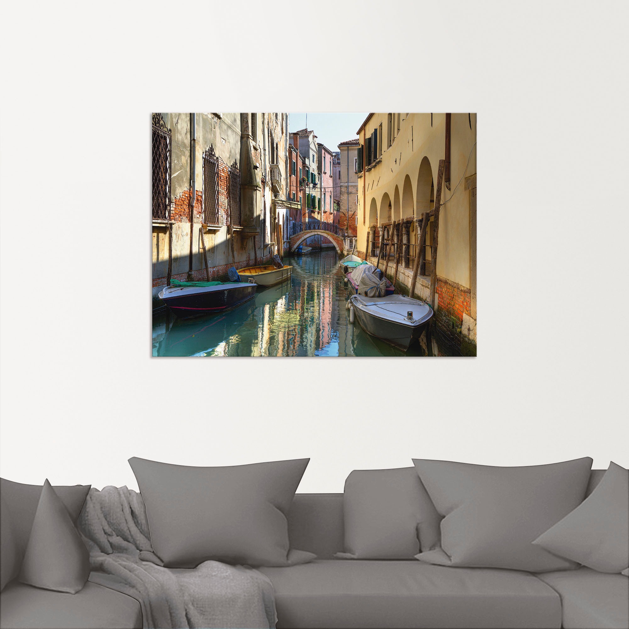Artland Wandbild »Boote auf Kanal in Venedig«, Italien, (1 St.), als Alubild, Outdoorbild, Leinwandbild, Poster in verschied. Größen