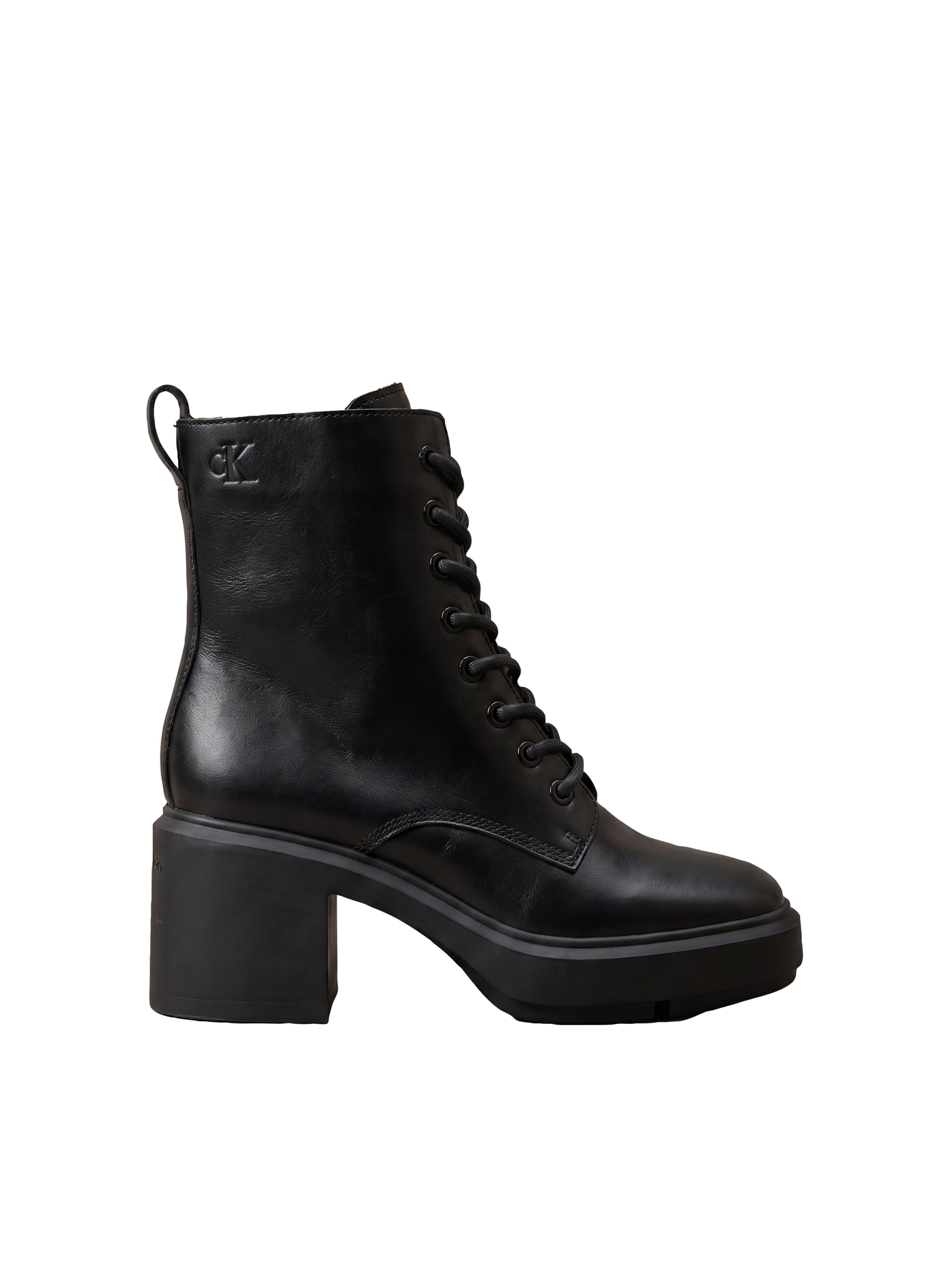 Calvin Klein Schnürstiefelette »BLOCK HEEL ANK BOOT LACEUP LTH«  Schnürboots mit Blockabsatz und Anziehlasche