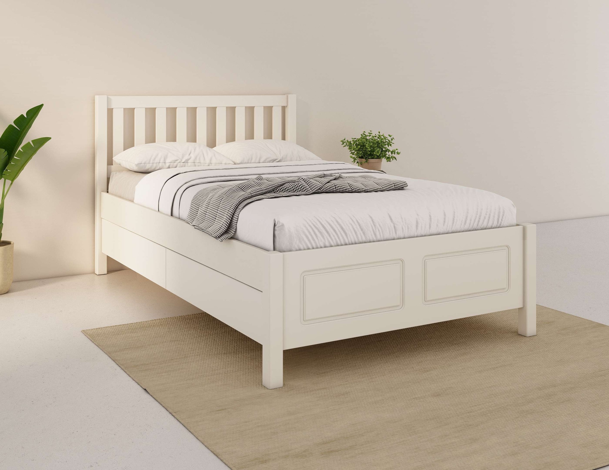 OTTO home Stauraumbett »Synnra, maximaler Stauraum, 4 Schubladen, Made in EU, Landhausstil« FSC® zertifiziert, Kassettenfront, Stauraumlösung und Komfort