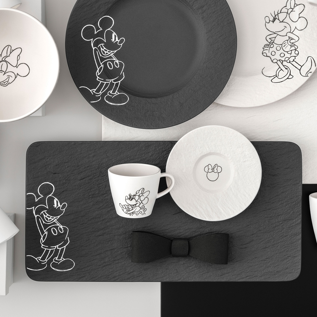 Villeroy & Boch Servierplatte »Servierplatte Manufacture Rock - Mickey Mouse 34,9 x 17,9 cm schwarz« Spülmaschinenfest, Mikrowellensicher