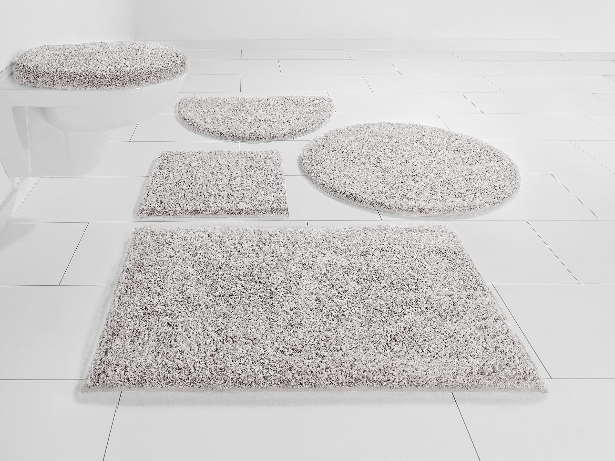 my home Badematte »Maren, Badvorleger, Badezimmer Teppich« Höhe 15 mm rutschhemmend beschichtet fußbodenheizungsgeeignet Bio-Baumwolle, Badteppich, Badematten auch als 3 teiliges Set