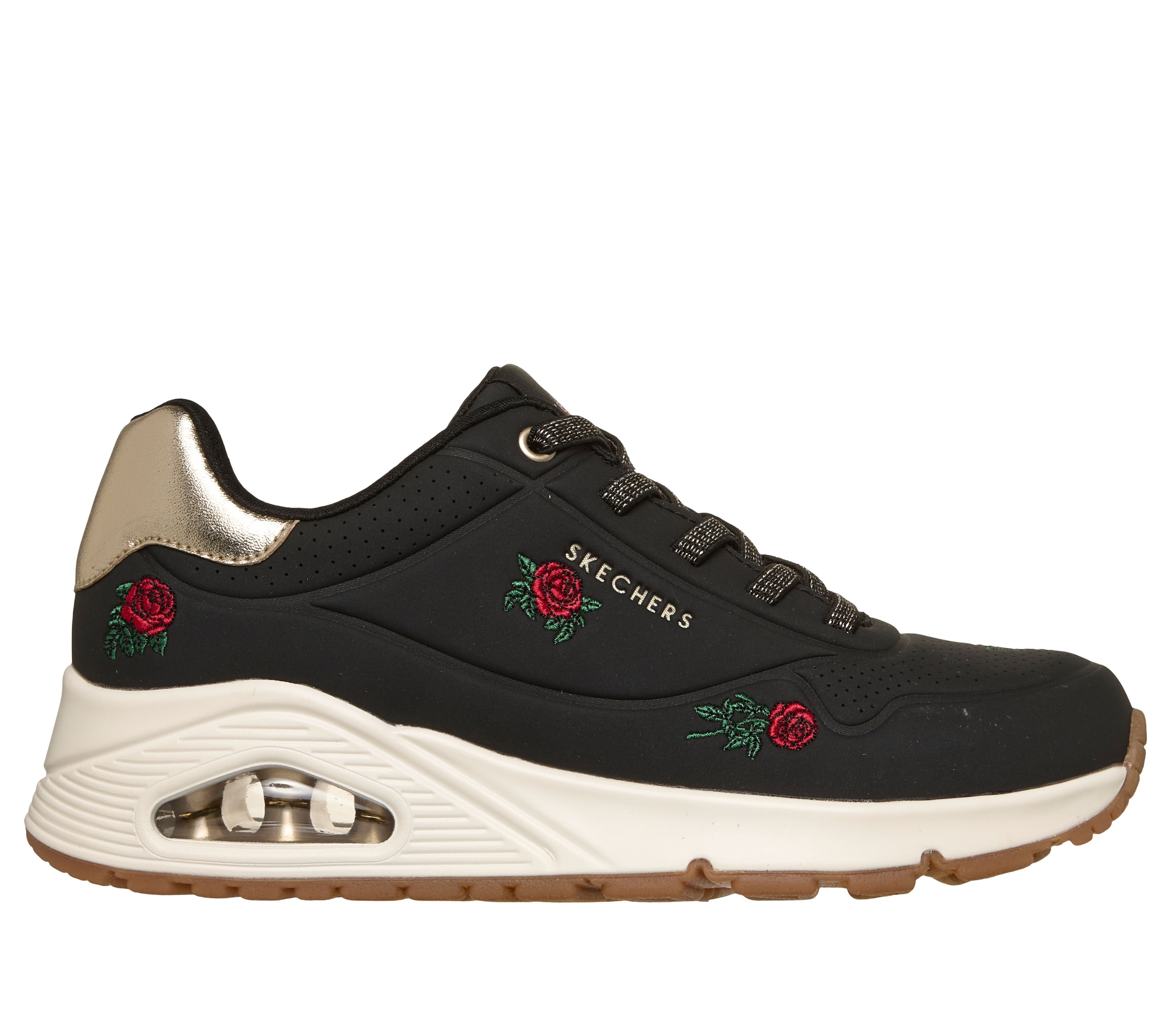 Skechers Sneaker »UNO-CHAMPAGNE & ROSES«  Freizeitsneaker, Halbschuh mit Rosen-Stickerei