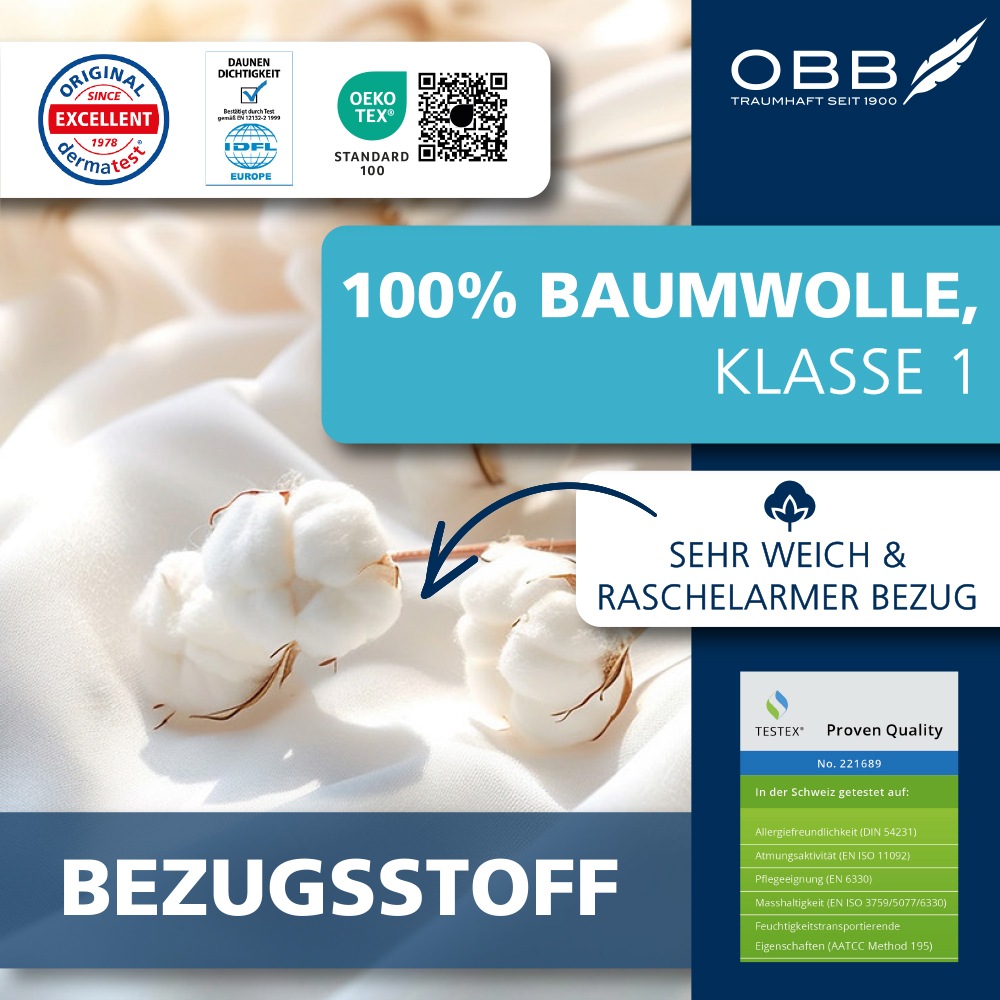 OBB Daunenbettdecke »Edition 125 Jahre, Bettdecken für Sommer und Winter« extraleicht Füllung 90% Daunen, 10%Federn 1 Stk. tlg. Bettdecke 135x200 cm, 155x220 cm & weitere Größen, Made in Germany