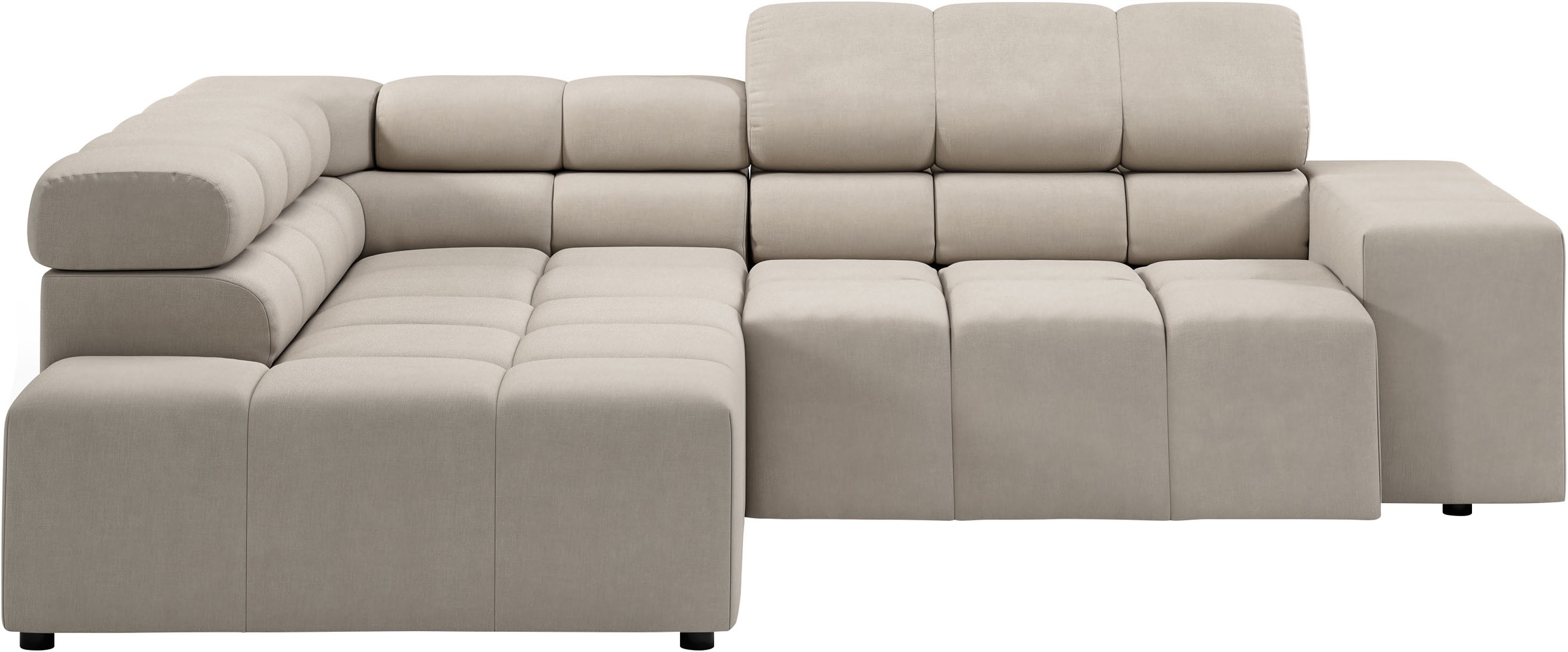 INOSIGN Ecksofa »Ancona, incl. Kopfteilverstellung + 3 Zierkissen, L-Form, Breite 249cm«, wahlweise motorische Sitztiefenverstellung, B/T(H: 249/215/70 cm