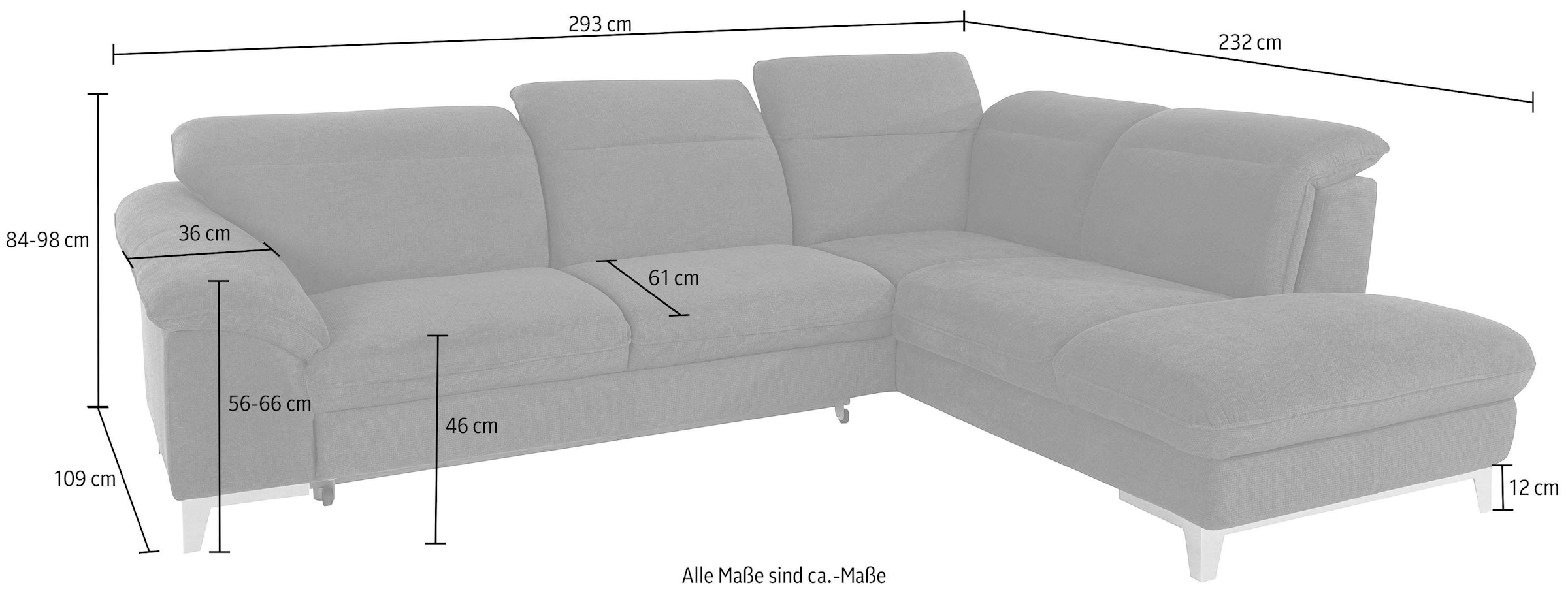 COTTA Polstergarnitur »Teresa«, (Set), Set: bestehend aus Ecksofa und Hocker, Ecksofa wahlweise Bettfunktion