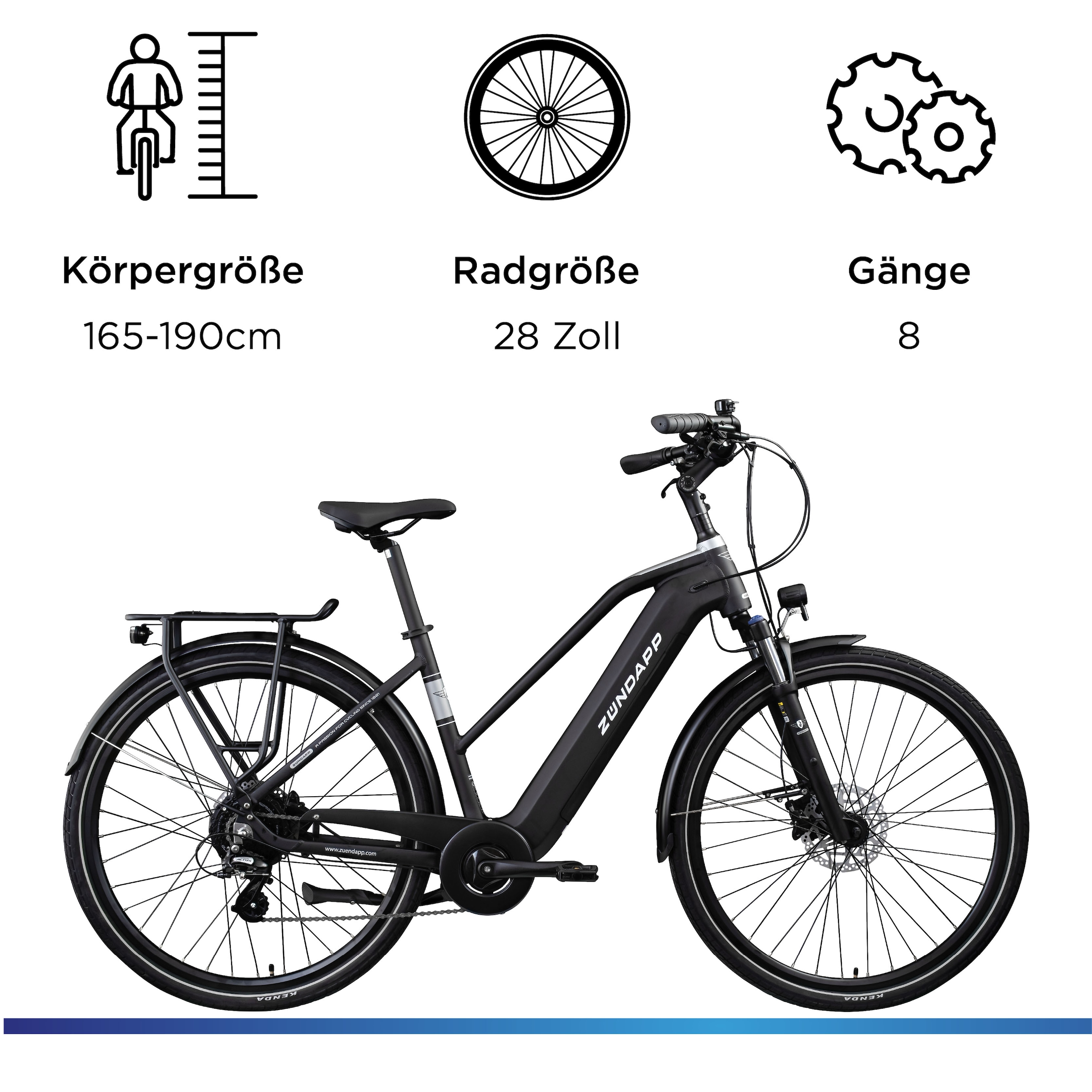 Zündapp »Z810« 24 Gang Shimano Altus RD-M310 Schaltwerk Kettenschaltung Heckmotor 250 W Pedelec, Elektrofahrrad für Damen